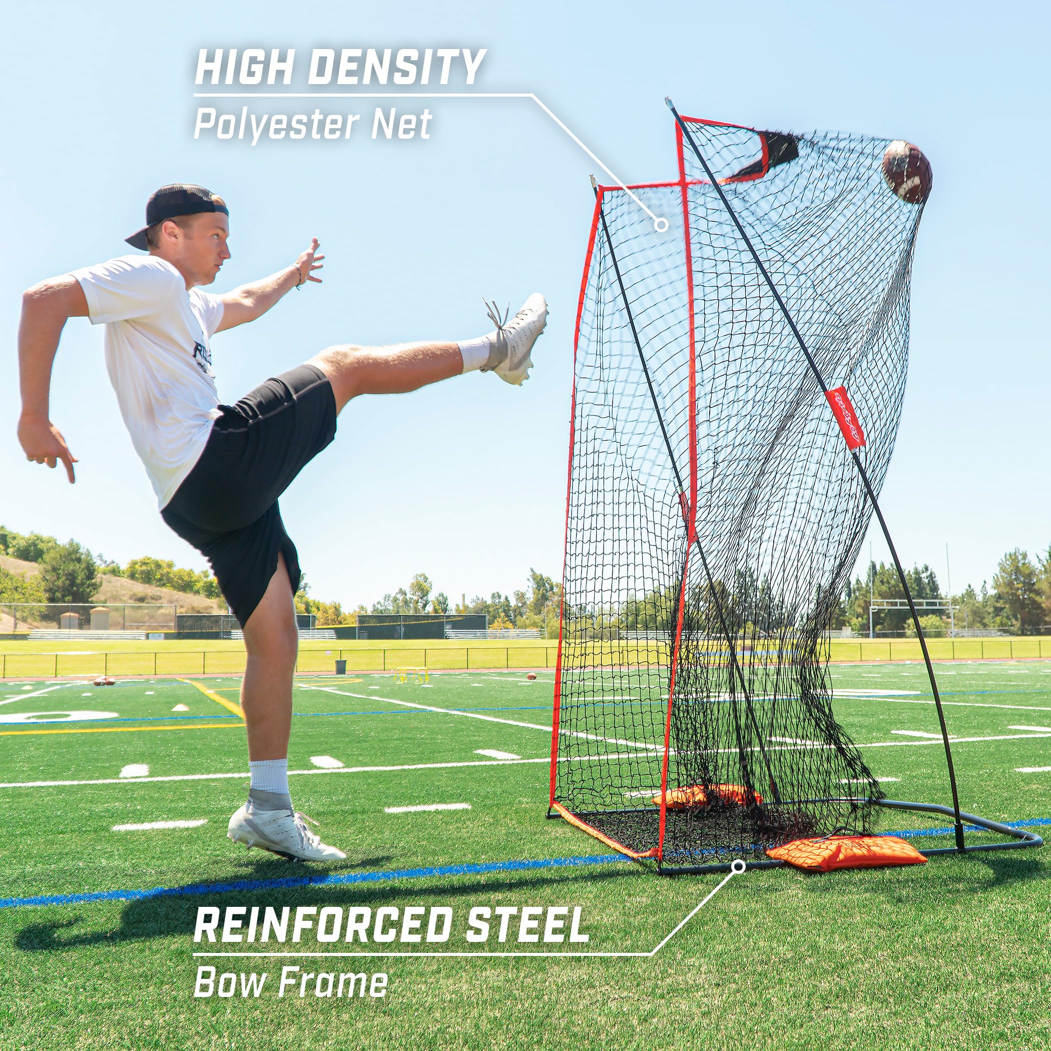 GoSports Football 7 ft x 4 ft Kicking Net - Sideline Practice for Punting or Place Kicks, Ultra-Portable Design with Weighted Sandbag