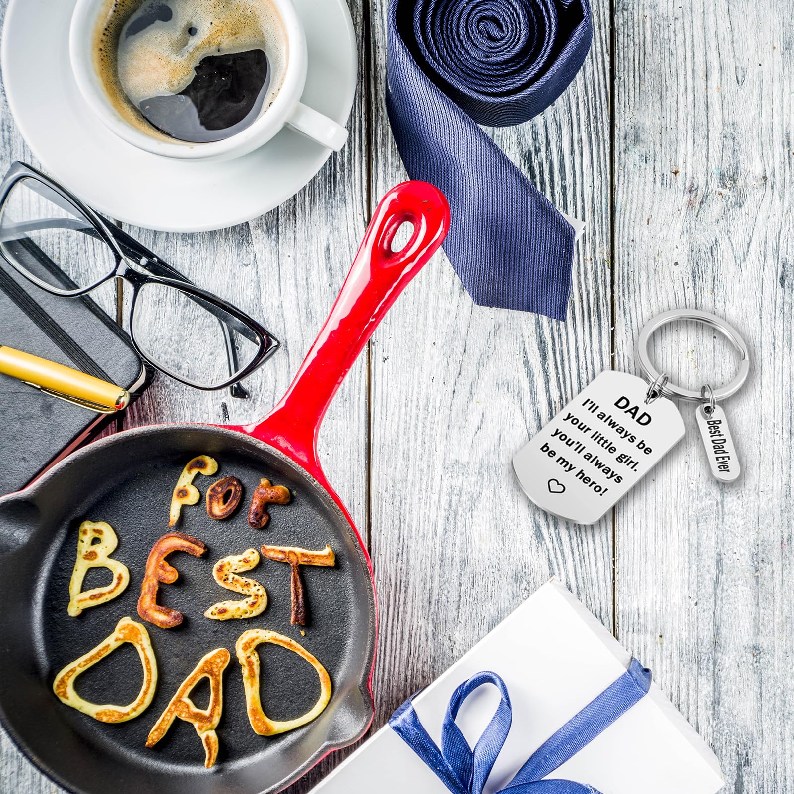 Antenda Fathers Day Dad Gifts from Daughter - Dad Gifts Keychain Father Daughter Keychain for Daddy Birthday Christmas Gifts (Silver)