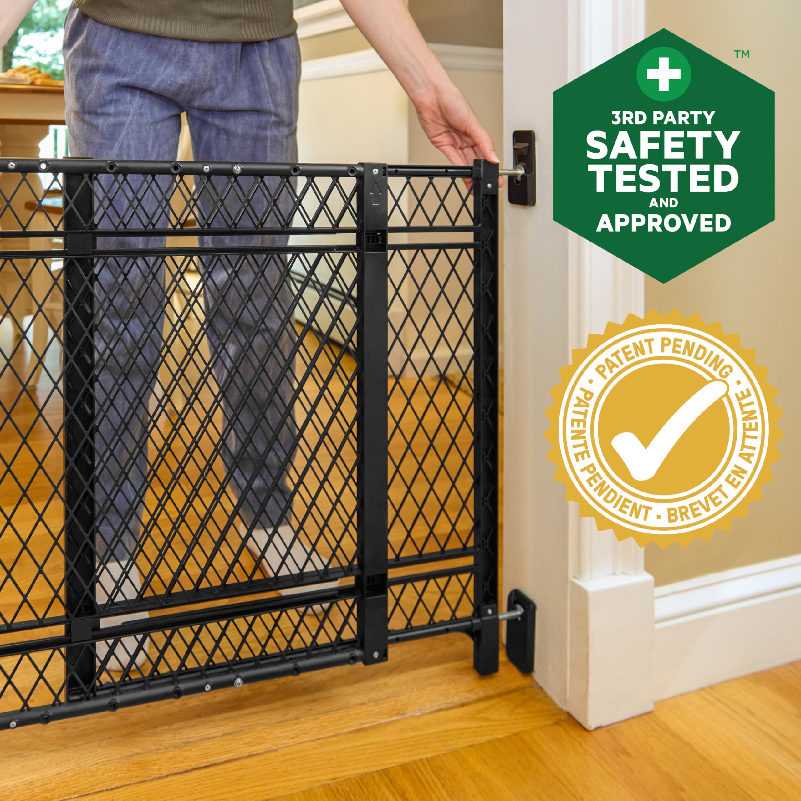 Ingenuity Doorway 42W Series Dog and Baby Gate, Indoor Outdoor, Won't Rust or Fade, Plastic Panel with Galvanized Steel Reinforcement, Fits 23-42" Openings, 24” Tall