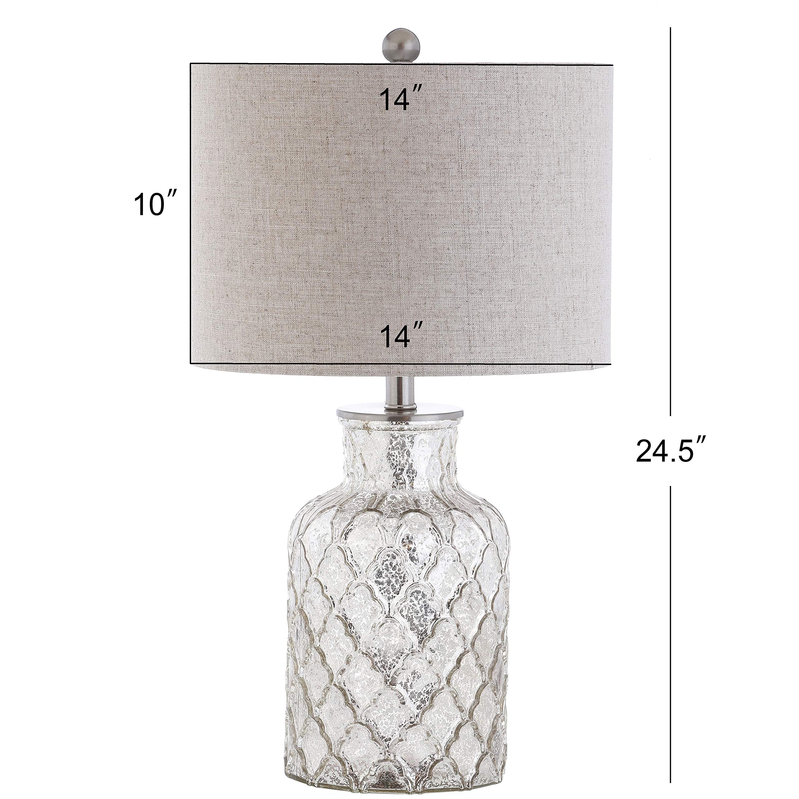JONATHAN Y JYL1075A-SET2 Set of 2 Table Lamps Alvord 24.5" LED Glass Table Lamp Contemporary Bedside Desk Nightstand Lamp for Bedroom Living Room Office College Bookcase, Mercury Silver