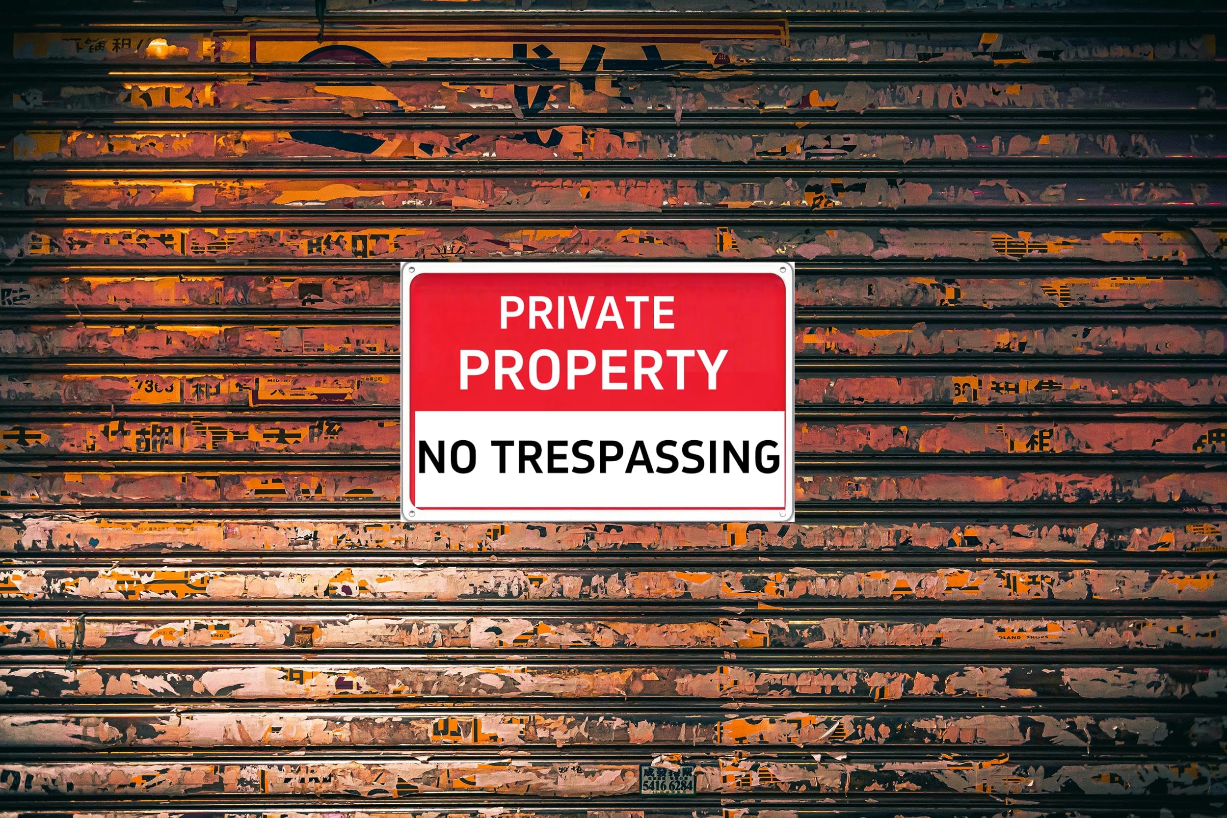 Carastora Private Property No Trespassing Sign – Rust-Free Aluminum Sign, Reflective, Waterproof, and Weather-Resistant Design, Suitable for Home, Garden, Yard, Residential, Business, Farm, and Public Areas – 8x12 Inches