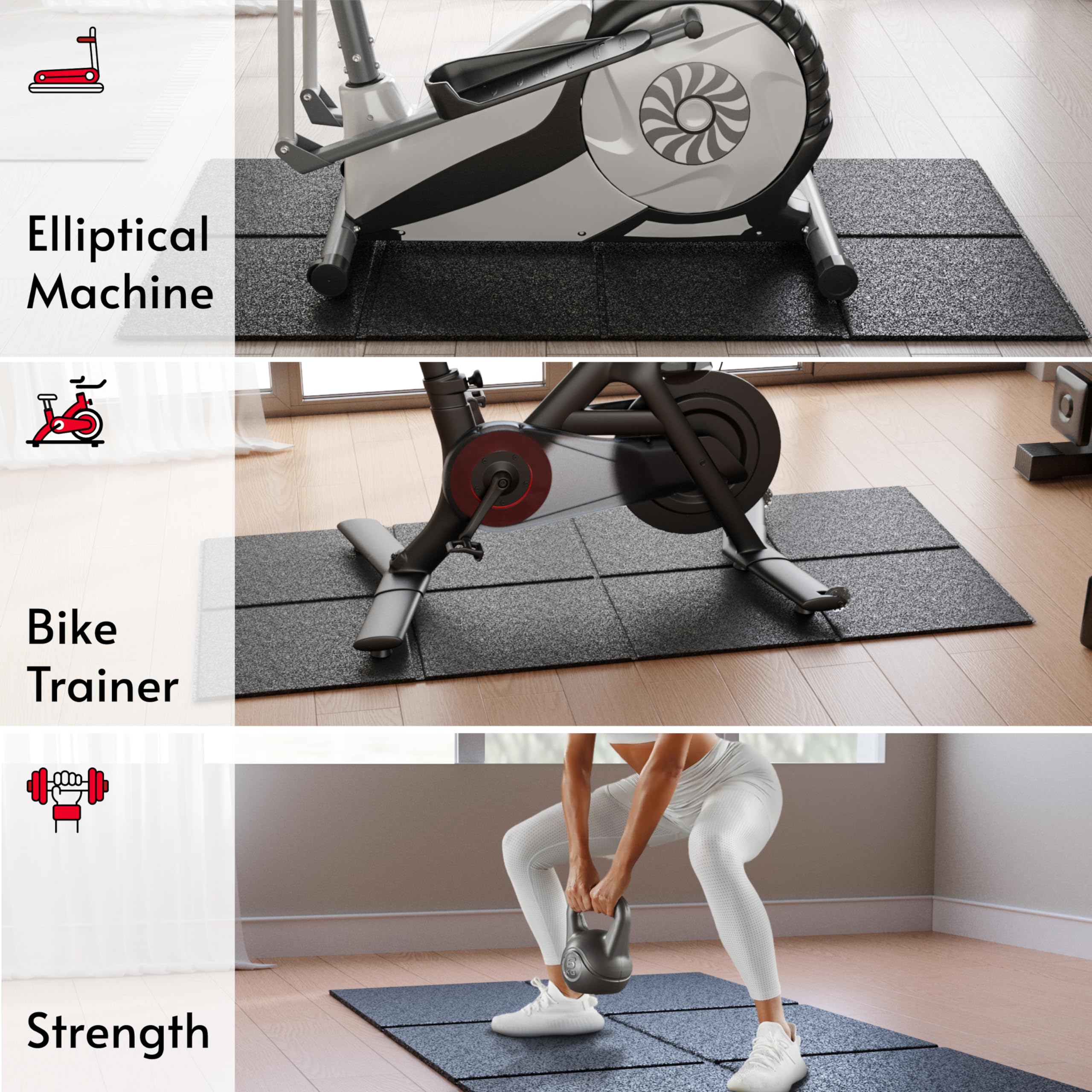 Crostice Bike Trainer Mat Compatible with Peloton Bike, for Most Stationary Bike, Thickness 6mm, Bike Trainer Accessories, Foldable Under Mat Protect Hardwood Floor, for Cycling Home Gym Exercise
