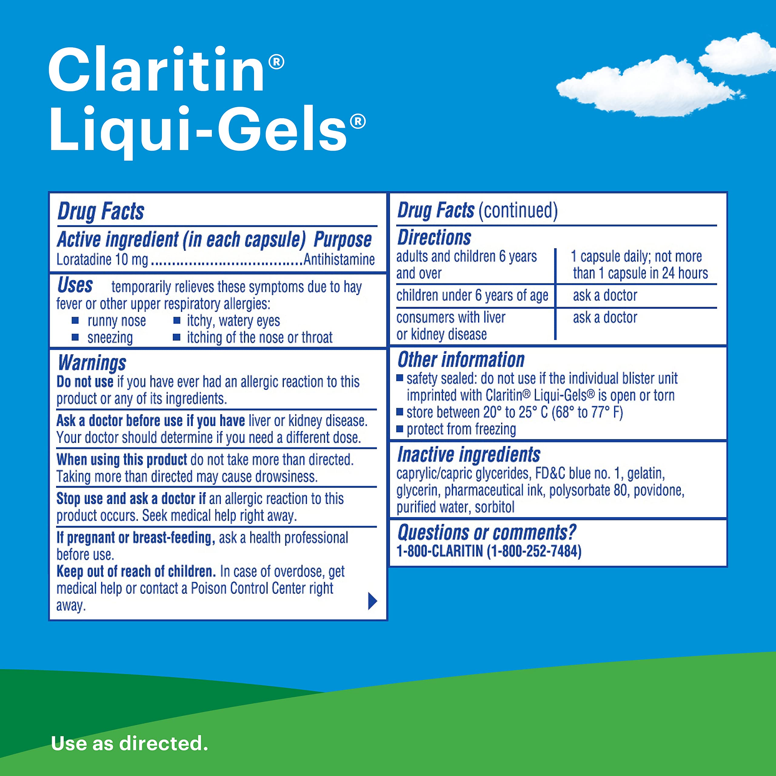 Claritin 24 Hour Non-Drowsy Allergy Medicine Bundle Pack, Prescription Strength Allergy Relief with 10mg Loratadine, Antihistamine, 45ct Tablets and 10ct Liquid Gels