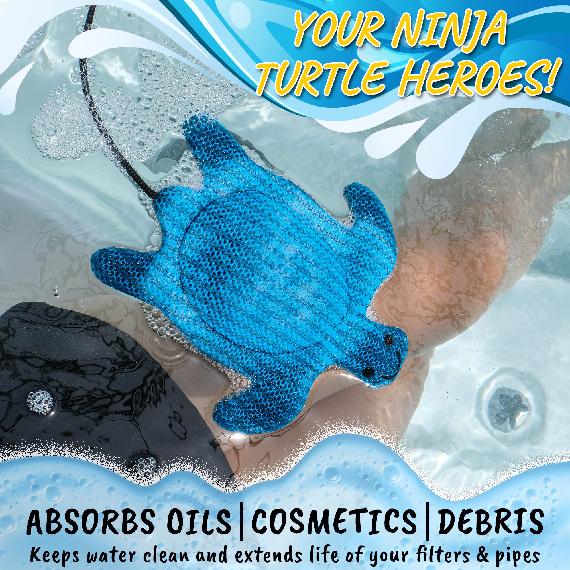 Casa Bliss Hot Tub Scum Absorber for Spa Hot Tub Accessories 2 Pack Turtles. Scum Bug for Hot Tub. Hot Tub Oil Absorbing Sponge. Hot Tub Sponge for Scum Pool Oil Absorber