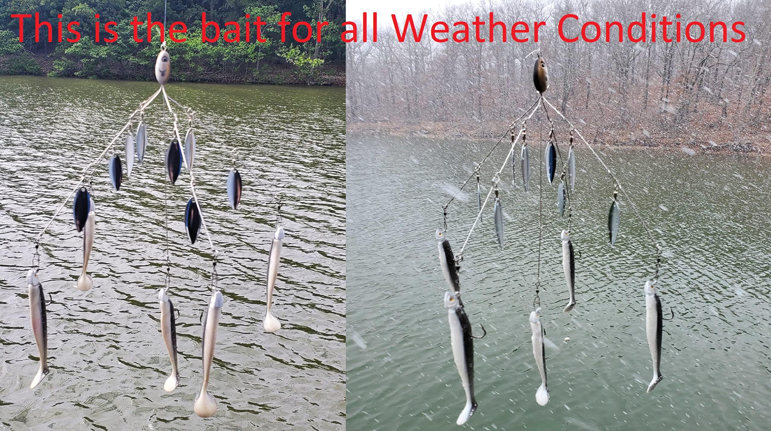 Fishing Vault Fully Rigged 5 Arms 8 Bladed Umbrella Rig Bass Lure W/Swim Baits and Jig Heads Included