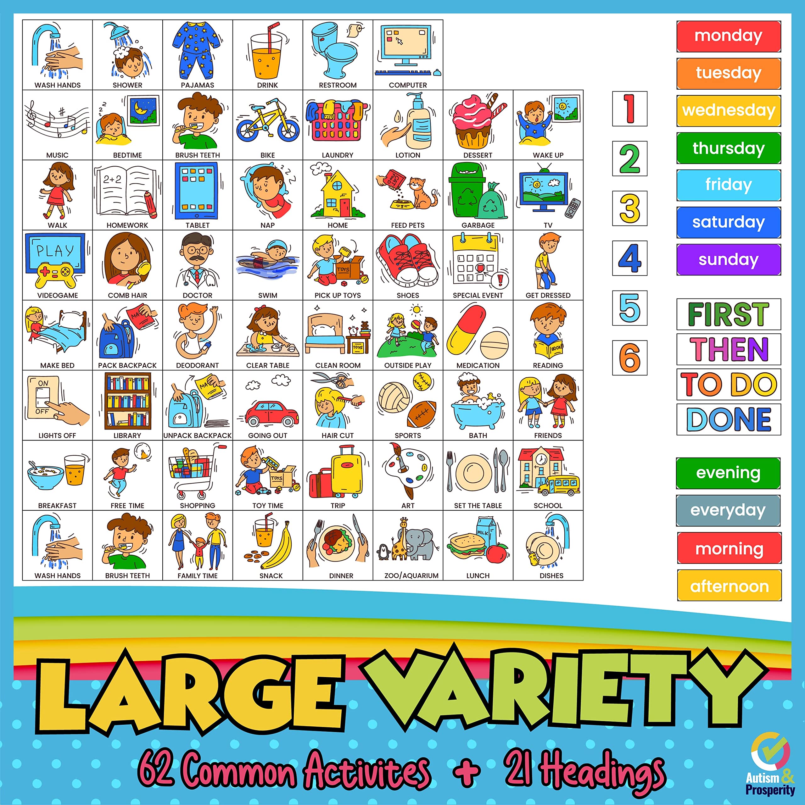 Autism & Prosperity Time Schedule Tasks - Autism Learning Materials, Special Education Autism Sensory Products, Sensory Toys for Kids with Autism, Visual Schedule for Kids with Autism Age 3 4 5 7 8 12