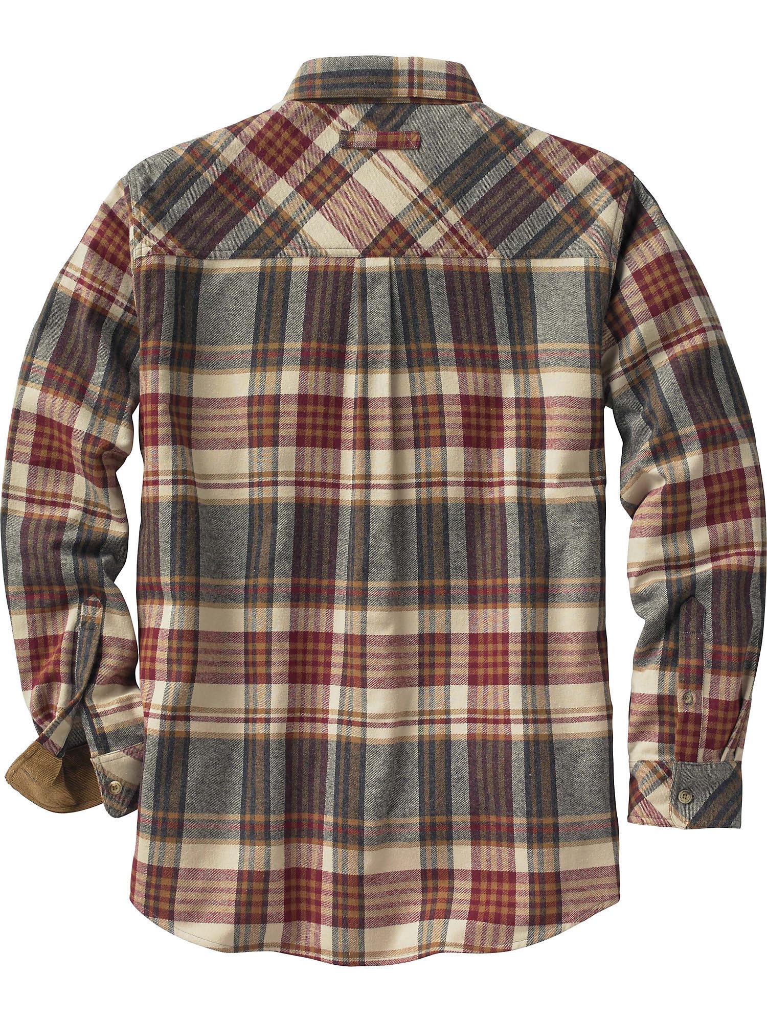 Legendary Whitetails Men's Standard Buck Camp Flannel, Long Sleeve Plaid Button Down Casual Shirt, Corduroy Cuffs, Cedarwood, Medium