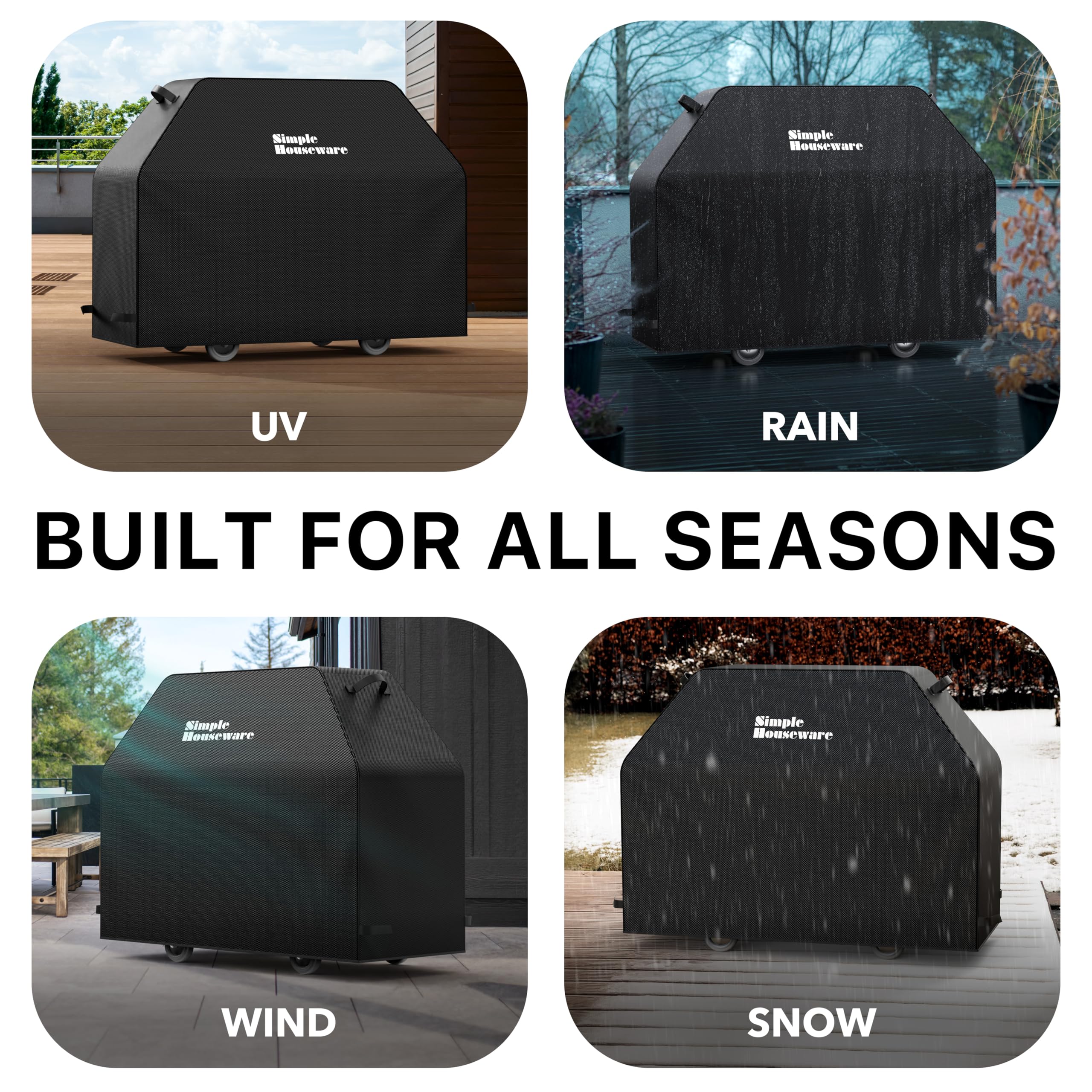 Simple Houseware 60 in. Heavy-Duty BBQ Gas Grill Cover, 600D Polyester Waterproof, Weather-Resistant