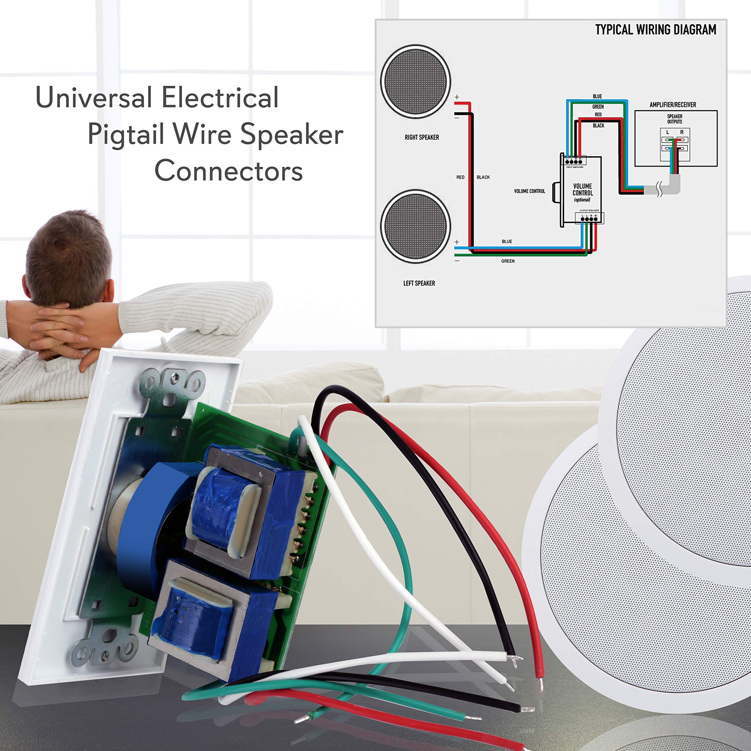 Pyle Home Wall Mount Volume Control Knob-Flush In-Wall Plate Rotary Style Adjustment,20-20kHz Freq. Response Companion for Hi-Fi Four-Pair Speaker Selector w/ Audio & Video Compatibility, White -PVC1