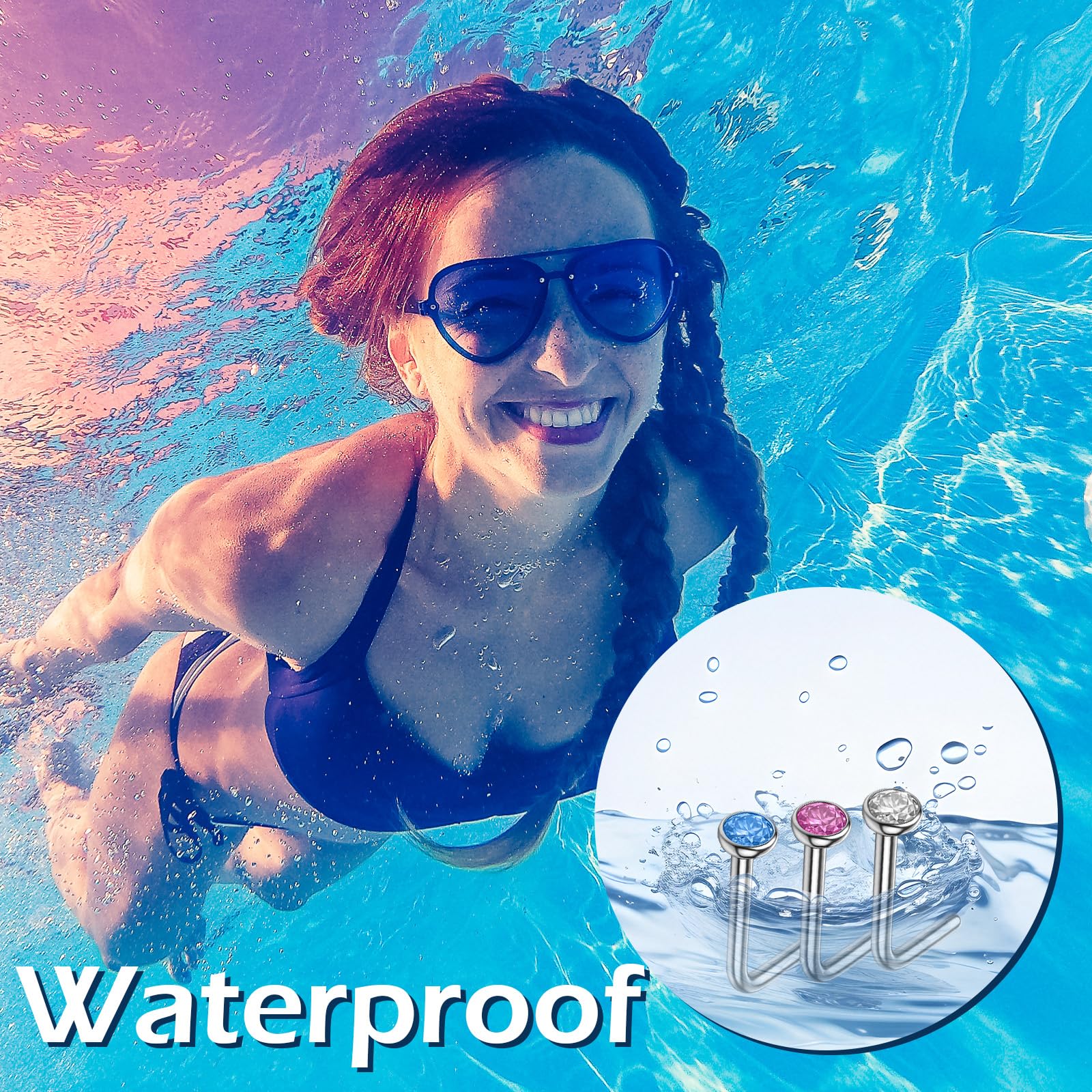 SMUOBT 120PCs 22G L Shaped Stainless Steel Nose Studs Rings Piercing Pin Body Jewelry 1.5mm 2mm 2.5mm a Set White and Colour