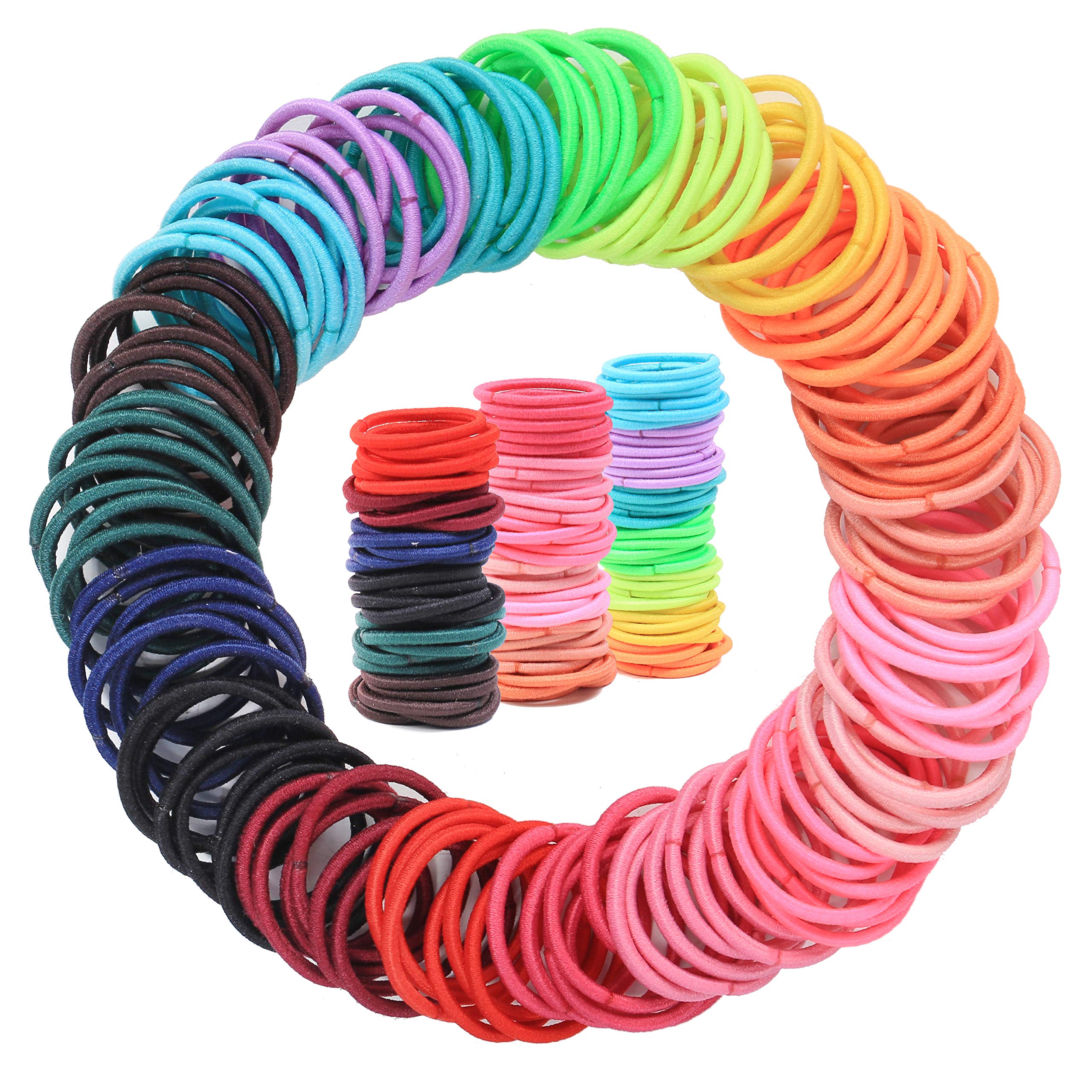 200PCS Elastic Hair Ties, No Crease Hair Small Ponytail Holders for Kids Girls Baby Toddler, Multicolor, Christmas Gifts Holiday