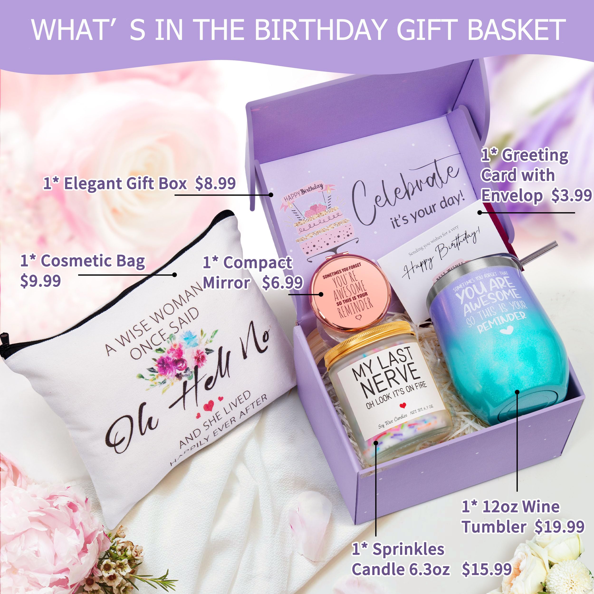 Gifts for Women, Birthday Gifts for Women, Happy Birthday Gifts Basket for Women, Gift Set for Best Friends Female Women Sister Mom Wife Her Girlfriend Coworker Bestie Bff