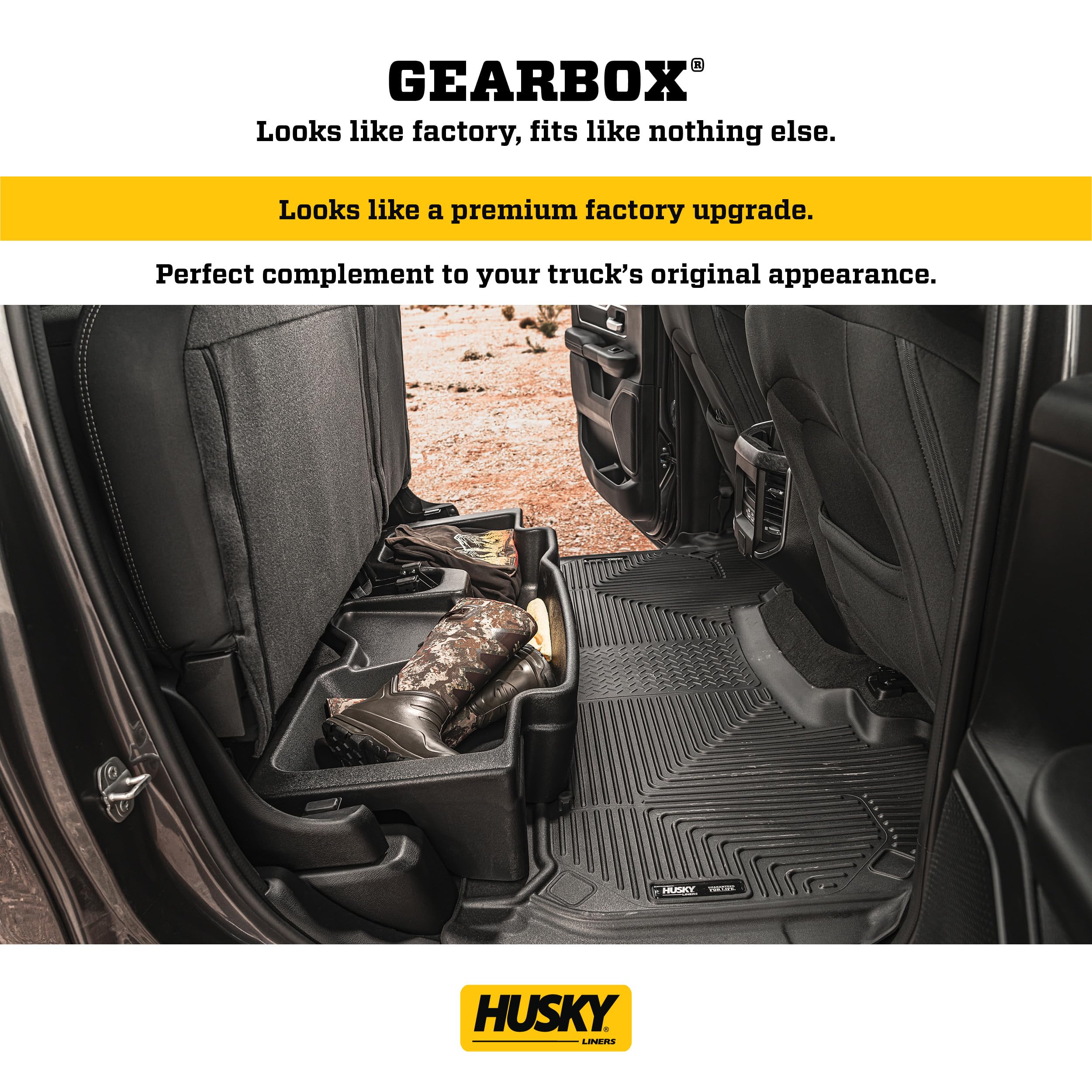 Husky Liners Gearbox - Under Seat Storage Box | Fits 2019-2024 Chevrolet Silverado/GMC Sierra 1500 Double Cab, (2022 Limited) 2020-2024 Silverado/Sierra 2500,3500 Double Cab - Black, 1 Pc. | 09061