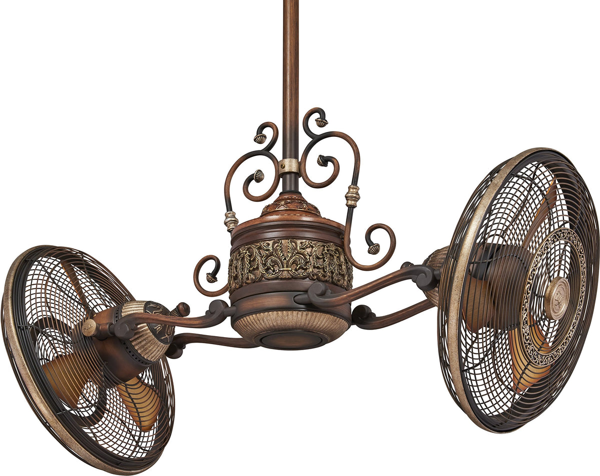 Minka-Aire F502-BCW Traditional Gyro 42 Inch Twin Head Ceiling Fan in Belcaro Walnut Finish
