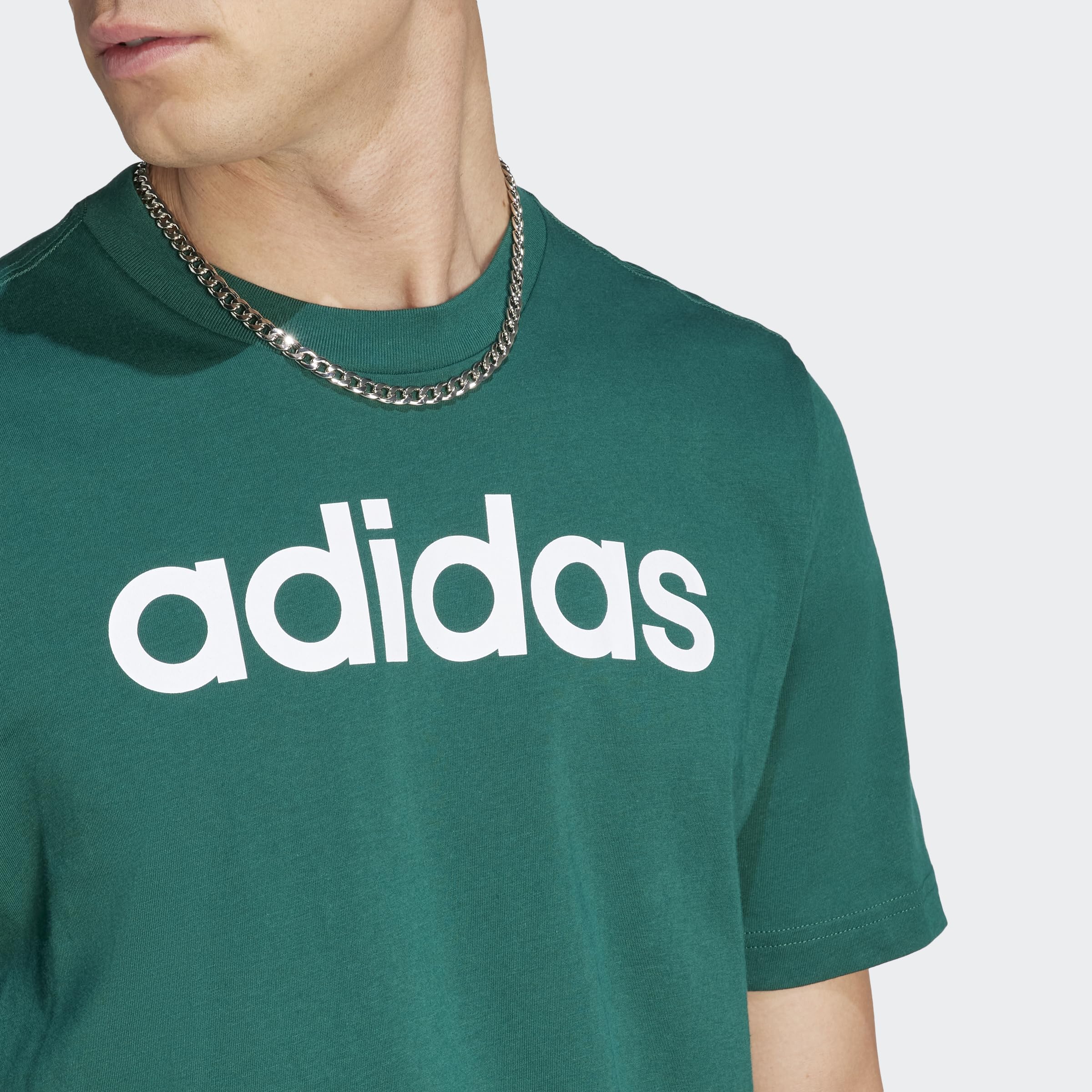 adidas Men's Size Essentials Single Jersey Linear Embroidered Logo T-Shirt Legacy, Collegiate Green/Green, 3X-Large Tall