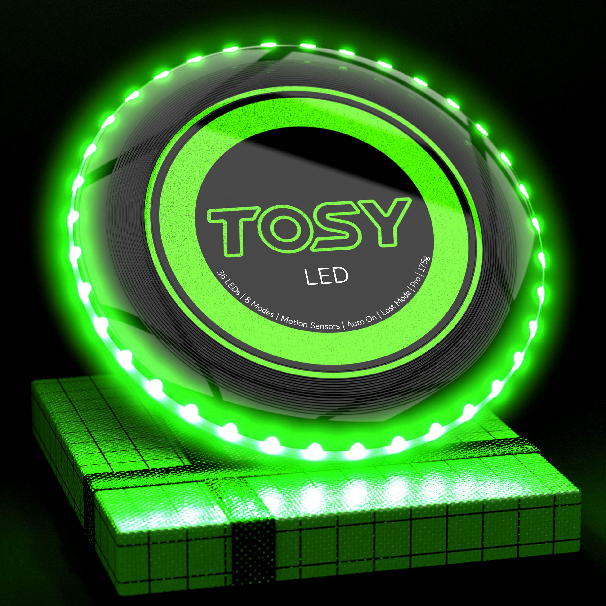 TOSY Bundle of 2 - Flying Disc 36 LEDs - Blue + Green