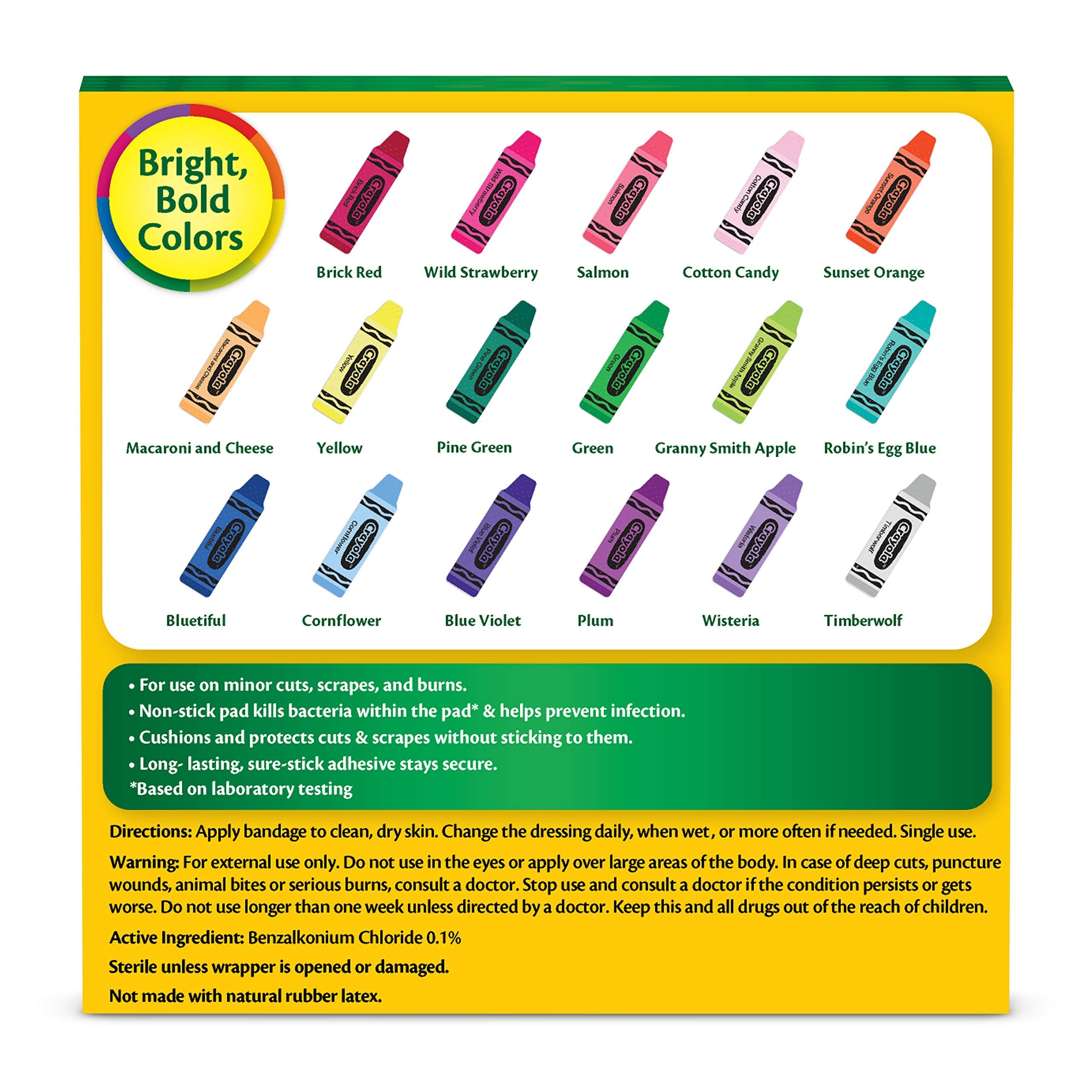 Crayola Shaped Kids Bandages, 100 CT | Great for Birthdays, Party Supplies, Stickers, Stocking Stuffer or White Elephant Gift | Adhesive Bandages for Minor Cuts, Scrapes, & Burns