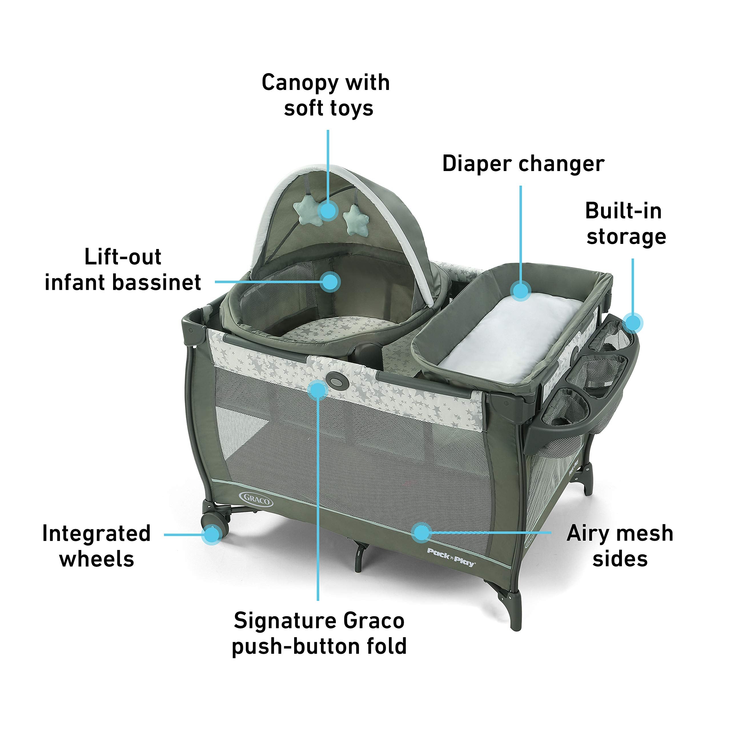 Graco Pack 'n Play Travel Dome Playard | Includes Travel Bassinet