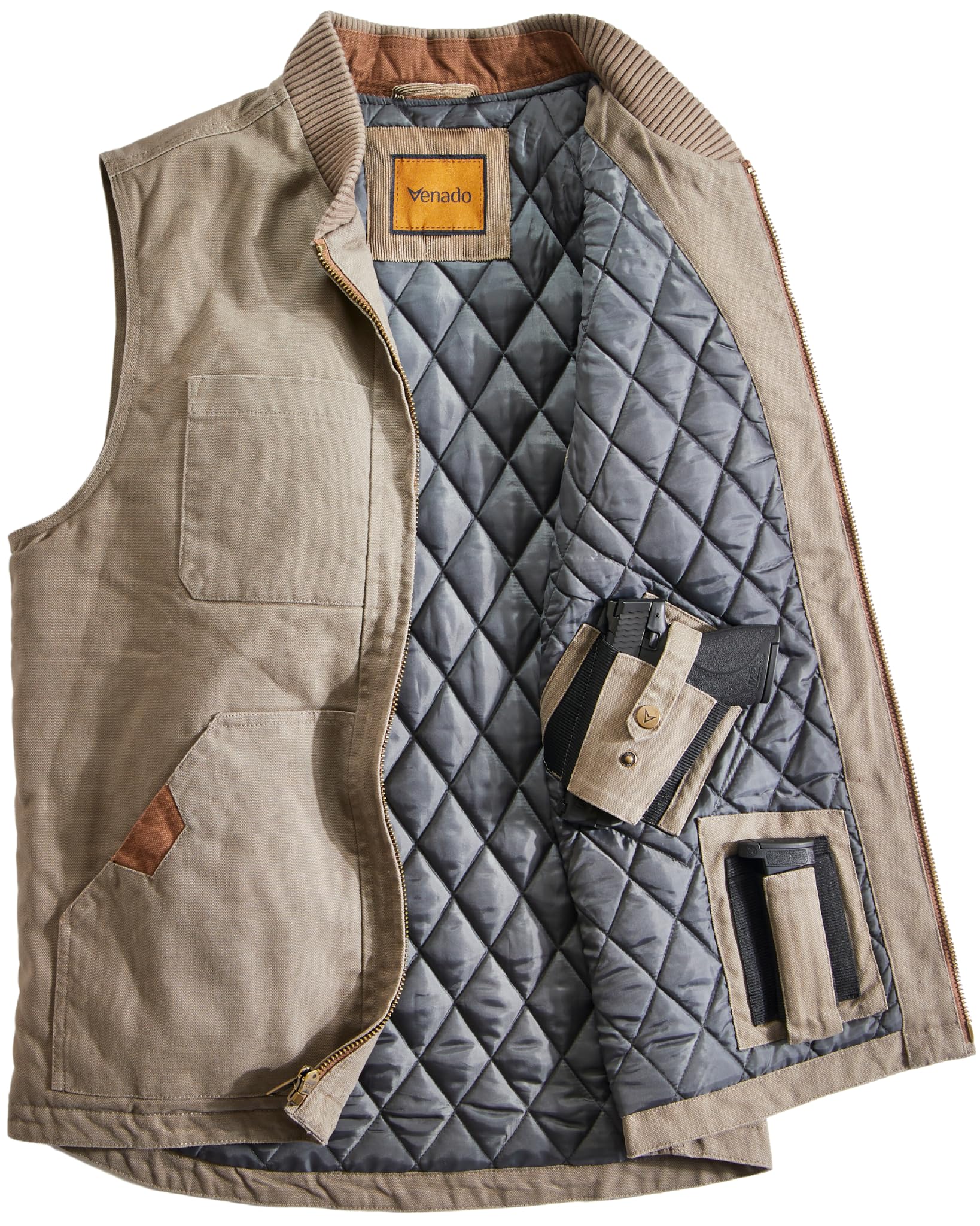 Venado Concealed Carry Vest for Men - Built-in Left and Right Handed Holster (Light Olive, X-Large)