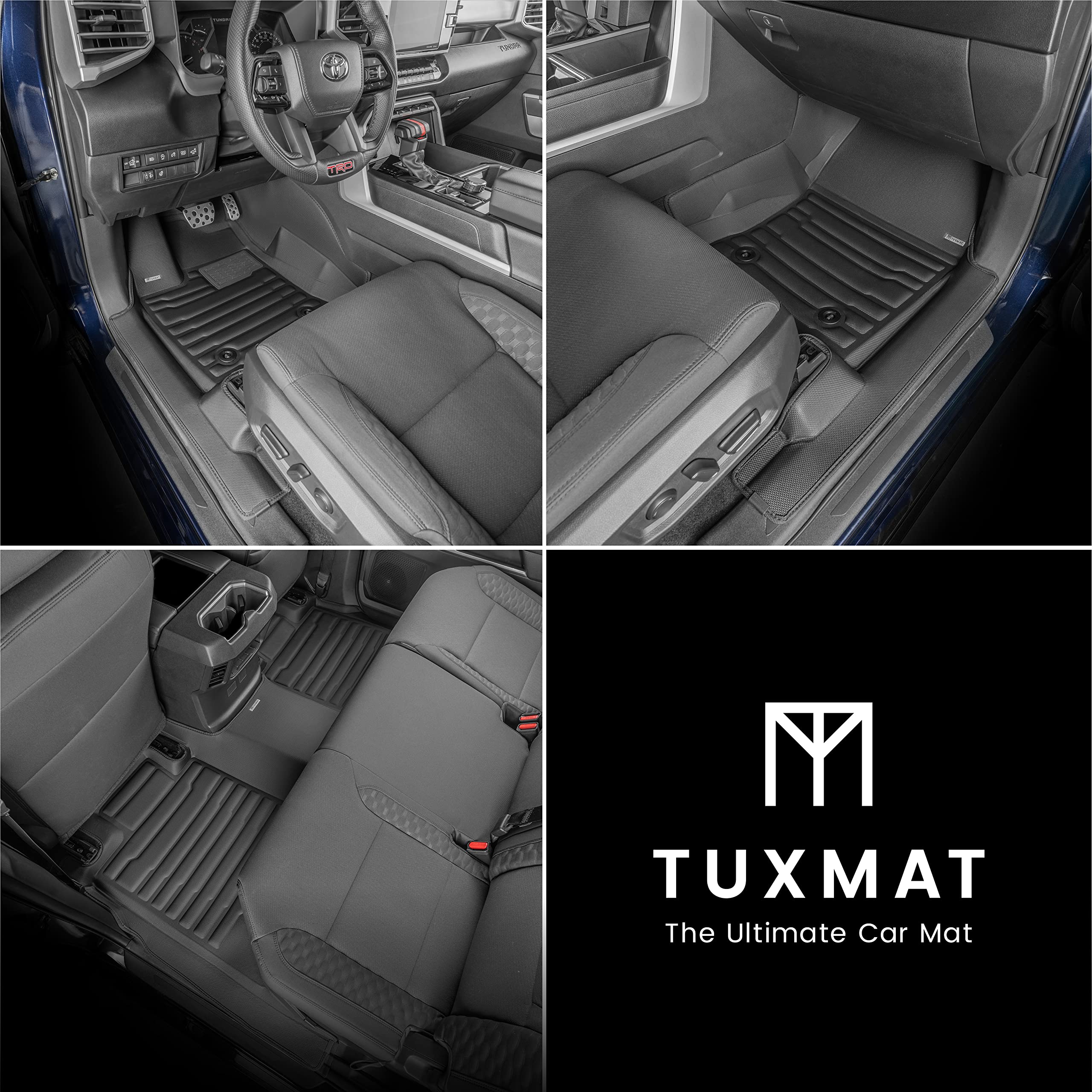 TuxMat - for Toyota Tundra CrewMax 2022-2025 Models - Custom Car Mats - Maximum Coverage, All Weather, Laser Measured - This Full Set includes 1st and 2nd Rows