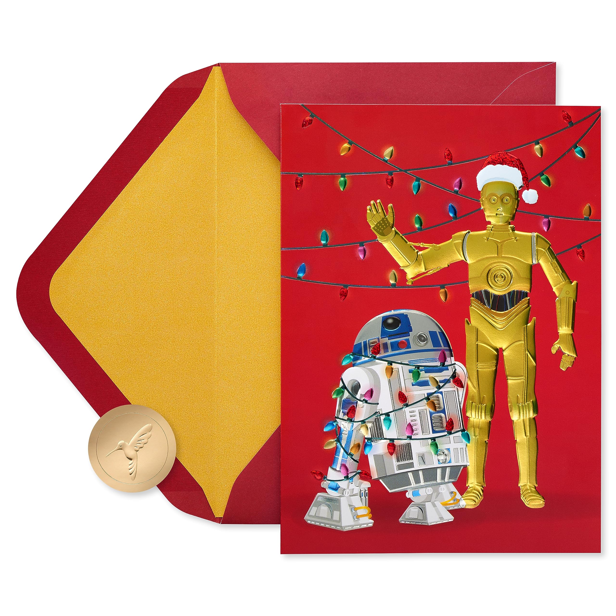 Papyrus Star Wars Christmas Cards Boxed with Envelopes, Droids to the World, R2D2 and C3PO (12-Count)