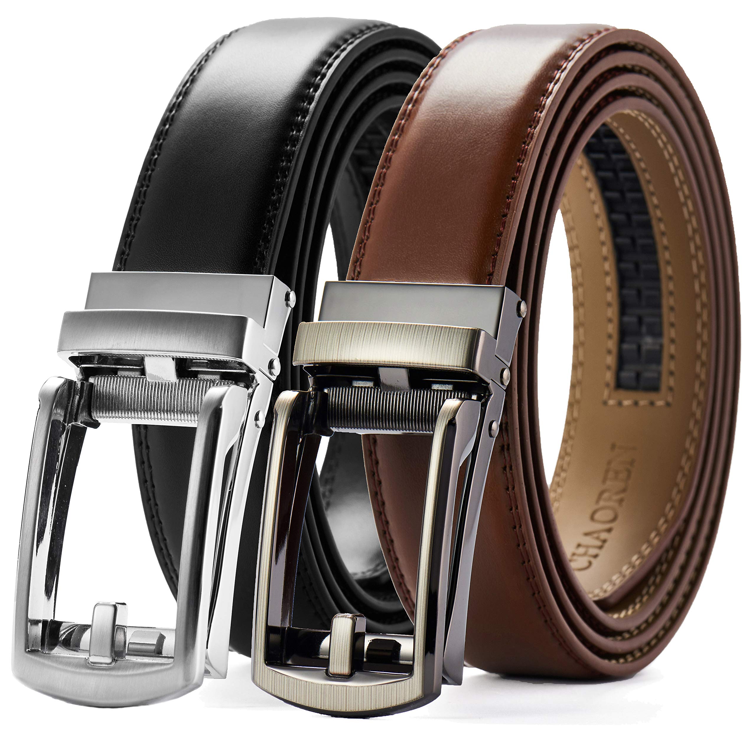 CHAOREN Click Belt for Men 2 Pack - Mens Dress Belt 1 1/4" in Packing Box - Design Belt Meet Almost Any Occasion and Outfit