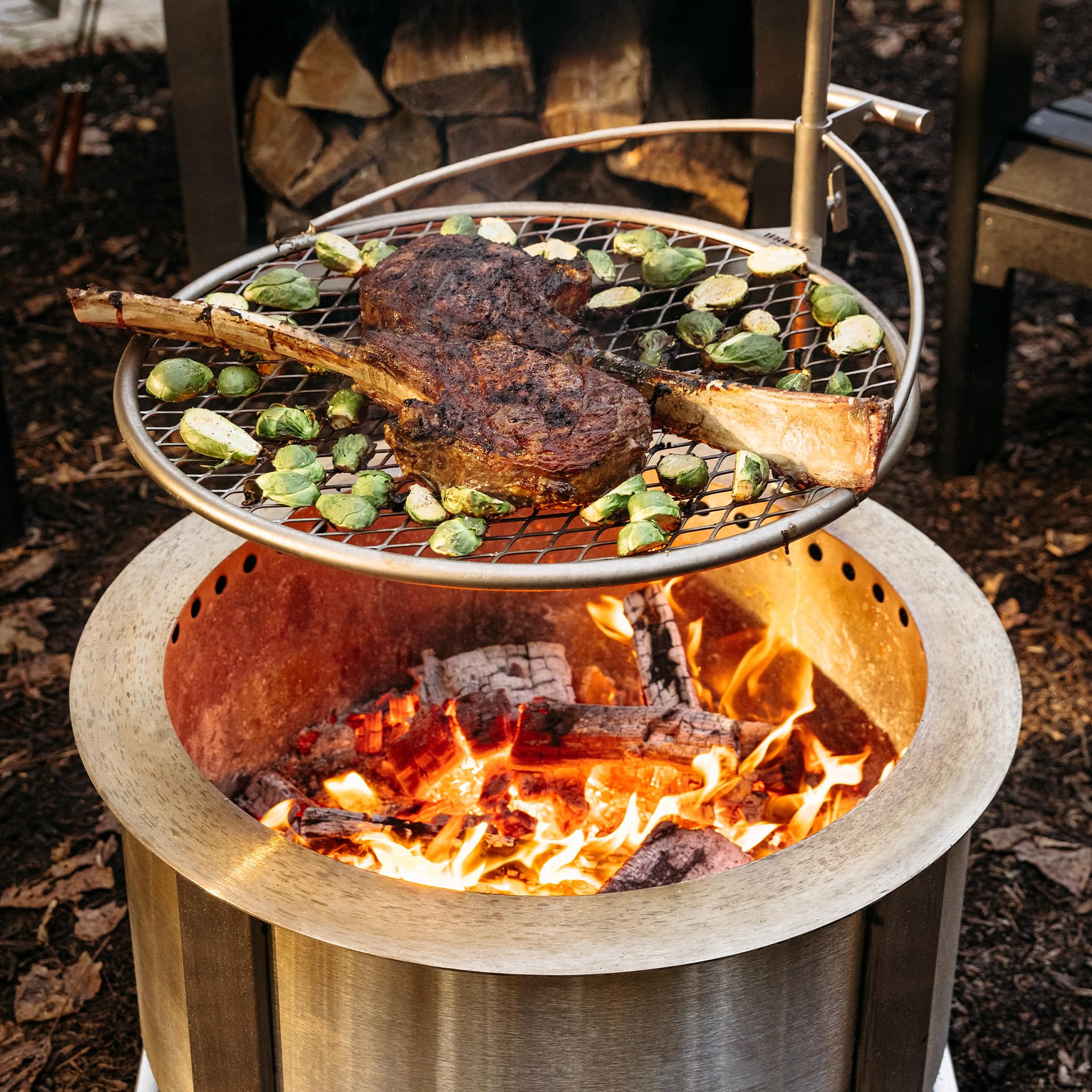 Outpost Grill 24 - Campfire Grill - Breeo X Series Accessory - Stainless Steel, Durable, USA Made - Campfire Grate - Camping Cooking Rack with Carrying Bag - Fire Pit Accessories