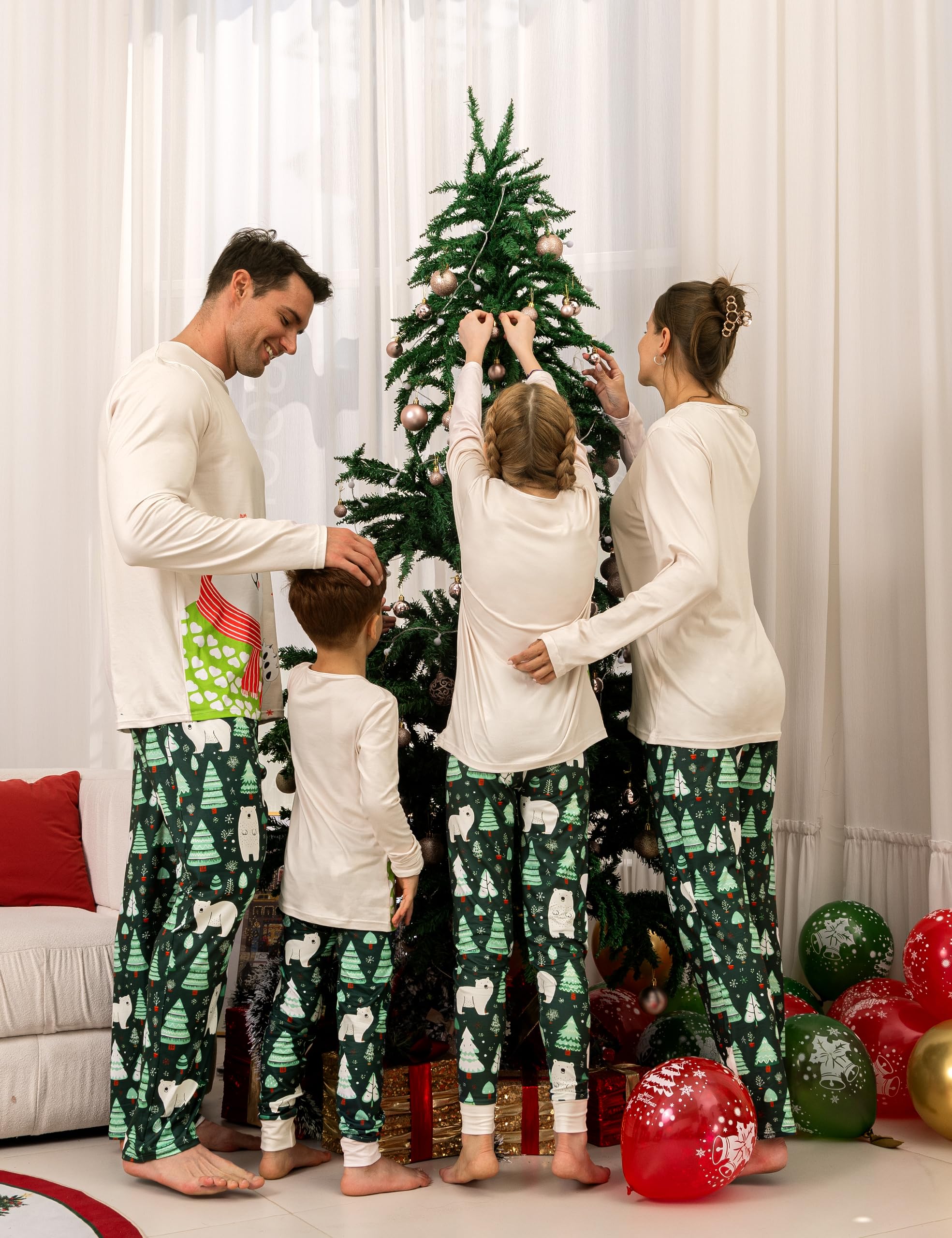 QUNISY Family Pajamas Christmas Matching Sets Xmas Family Pjs Set Couple Holiday Jammies Women/Men Festival Sleepwear Adult and Kids Bear Women S