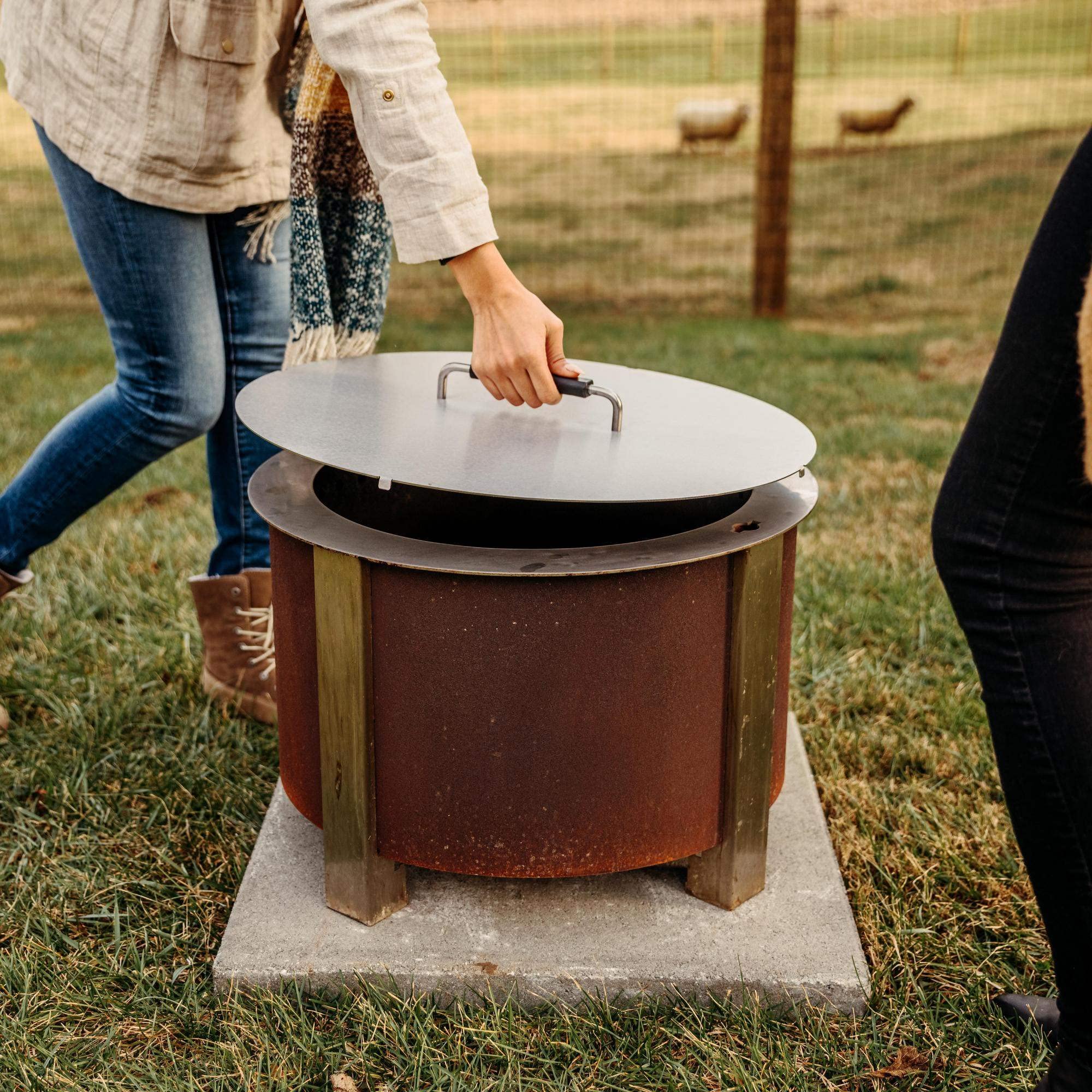 Breeo X Series Lid 24 (27.85 Inch) - Stainless Steel Firepit Lid - Keep Rain Debris and Elements Outside the Fire Pit - Durable Fire Pit Cover - Firepit Cover - USA Made - Bonfire Accessories