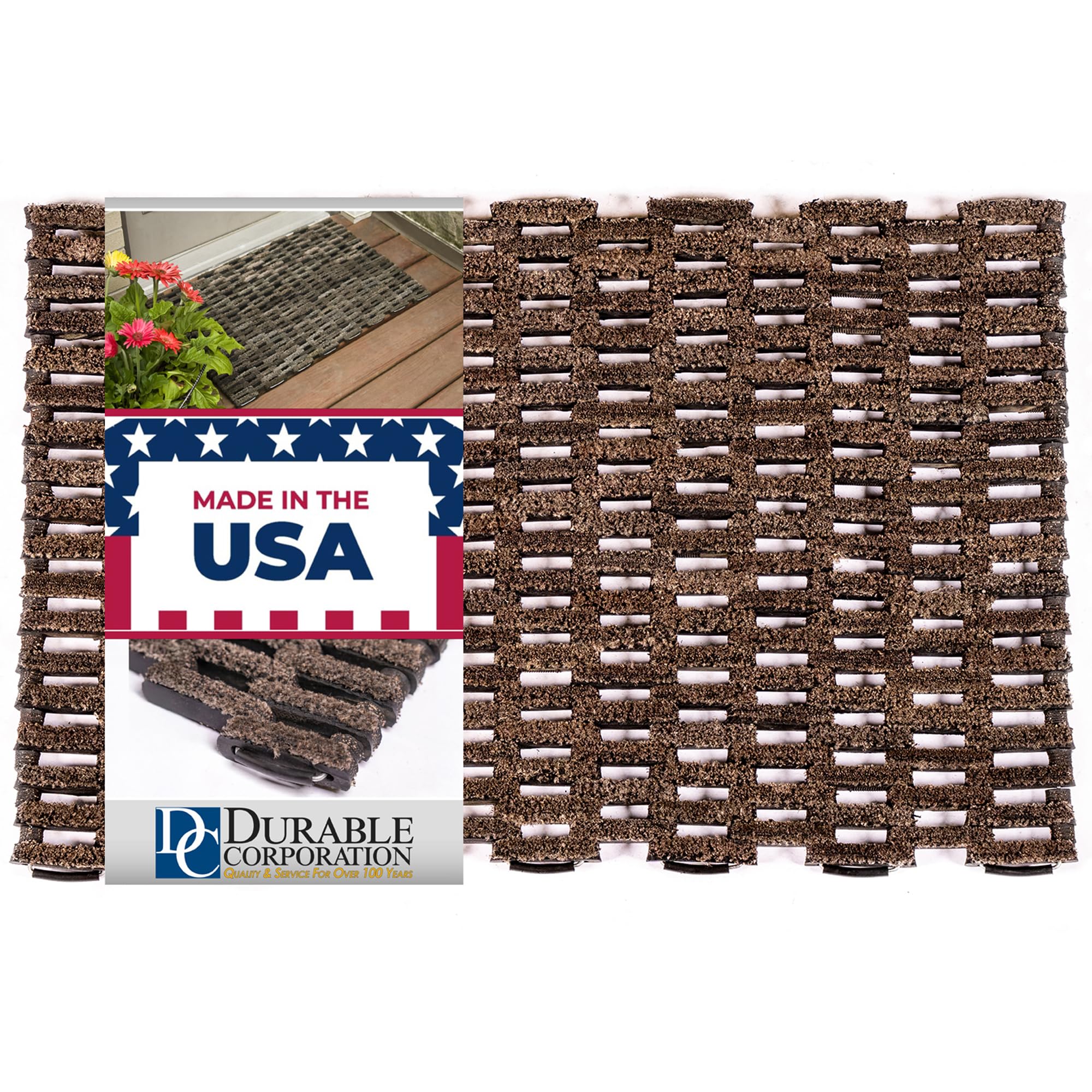 Durable Corporation-400S2436 Dura-Rug Recycled Fabric Tire-Link Outdoor Entrance Mat, 24" x 36",Black