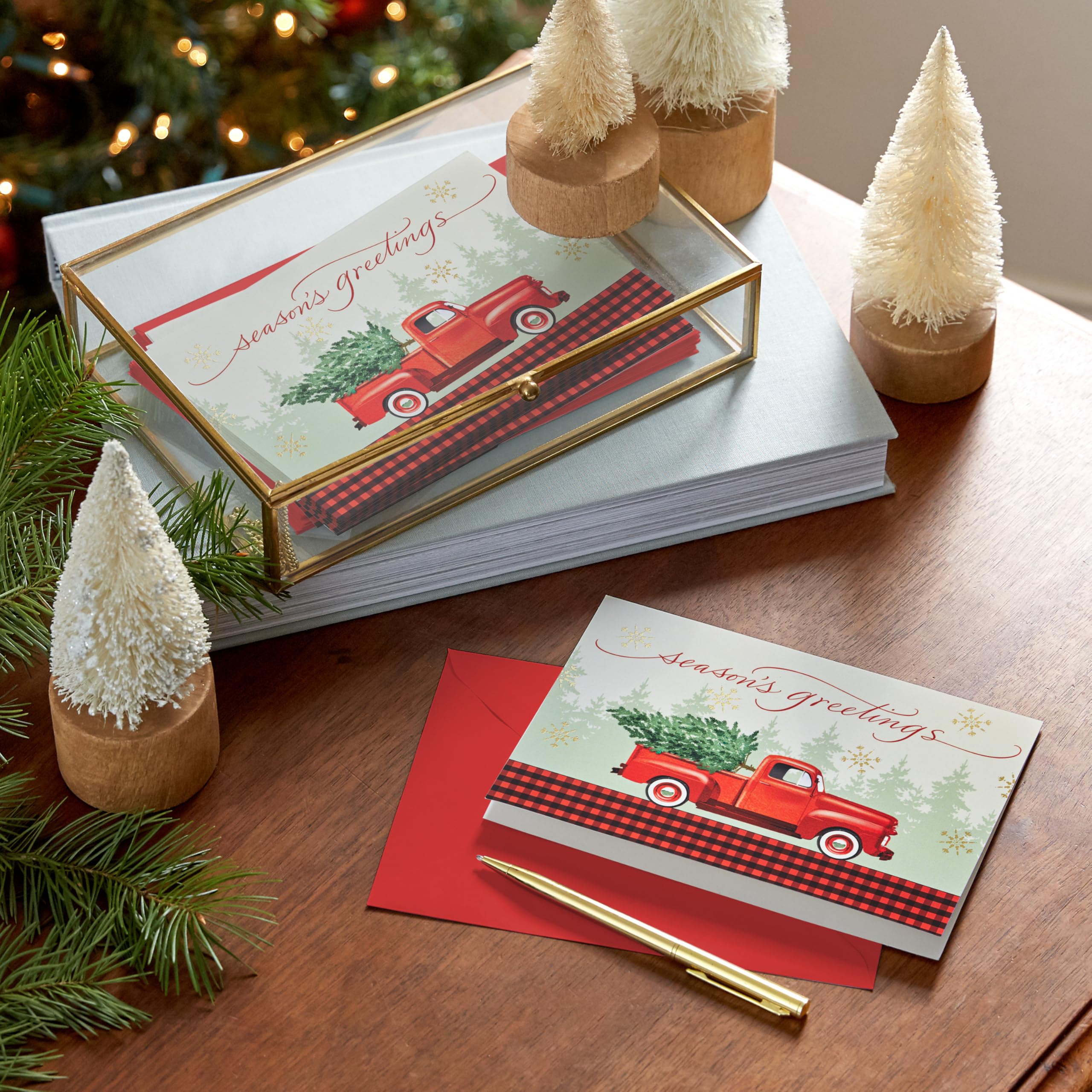 Hallmark Boxed Christmas Cards, Rustic Red Truck (40 Cards and 40 Envelopes) Season's Greetings