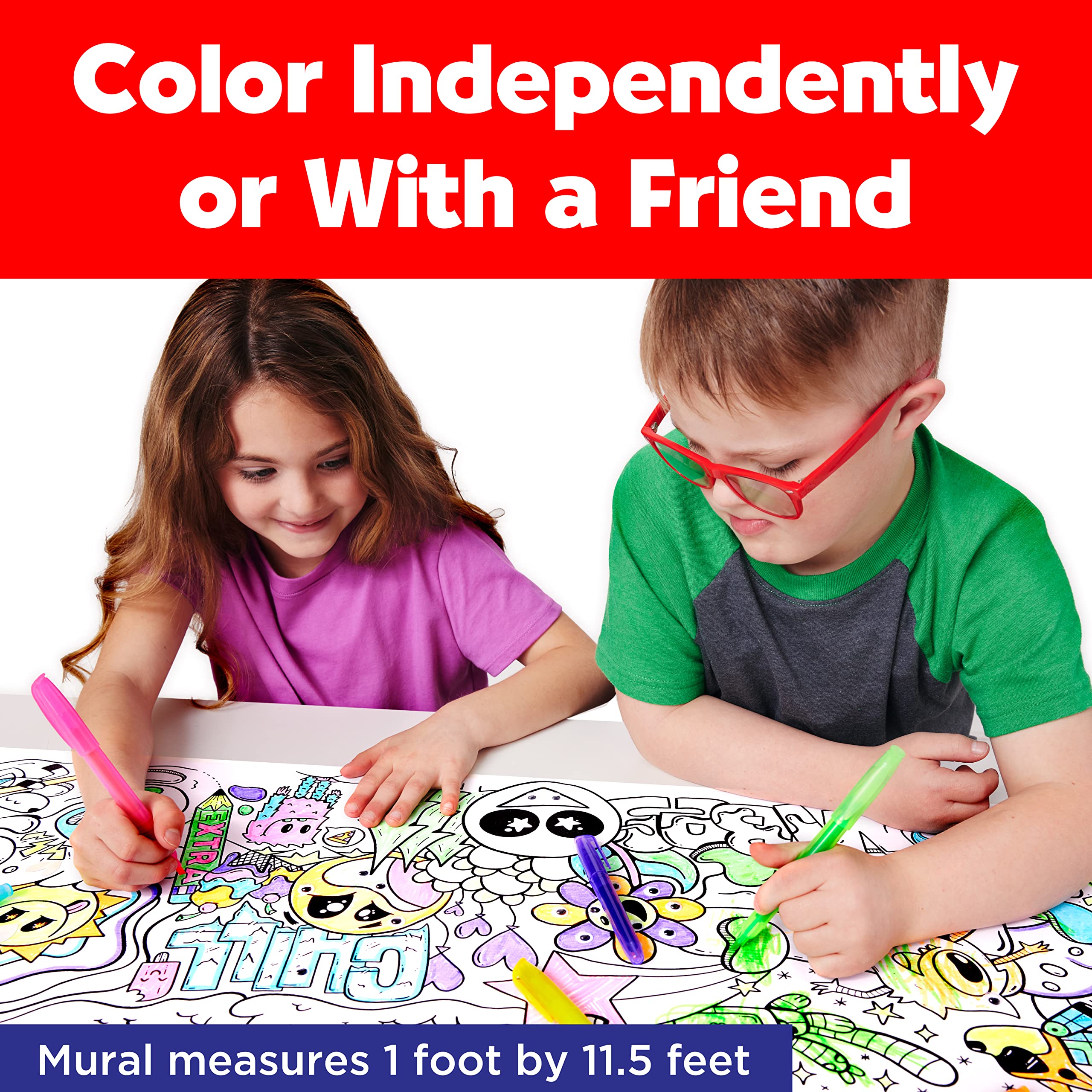 Faber-Castell Color in Wall Mural - Peel and Stick Coloring Poster Kit for Kids, Coloring Art Projects for Kids Ages 6-8+