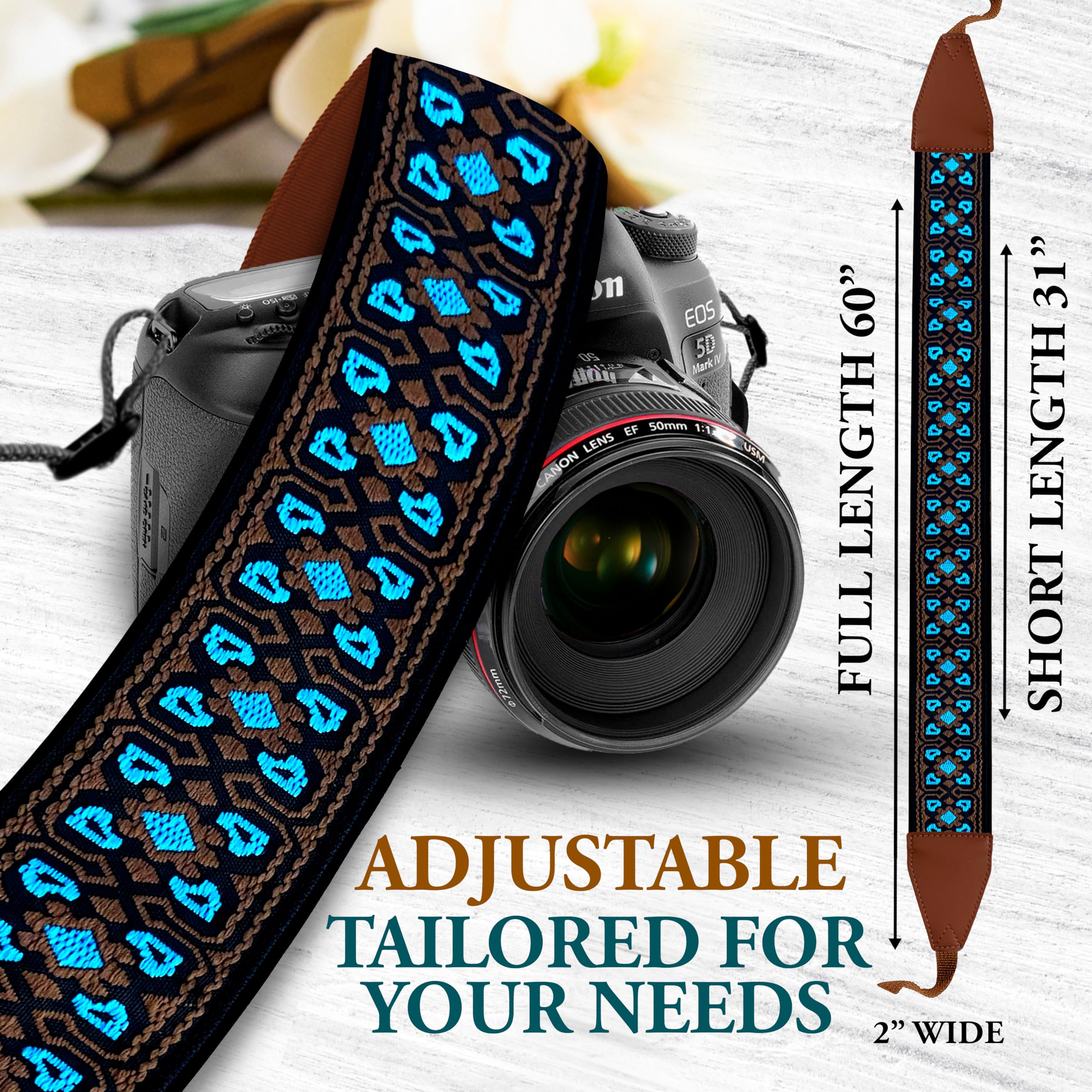 Art Tribute Camera Strap For Photographers Padded Universal Fit Neck Shoulder & Crossbody Strap Quick Release For DSLR/SLR/Mirrorless Canon Nikon Sony Olympus Compatible Great Gift for Photographers