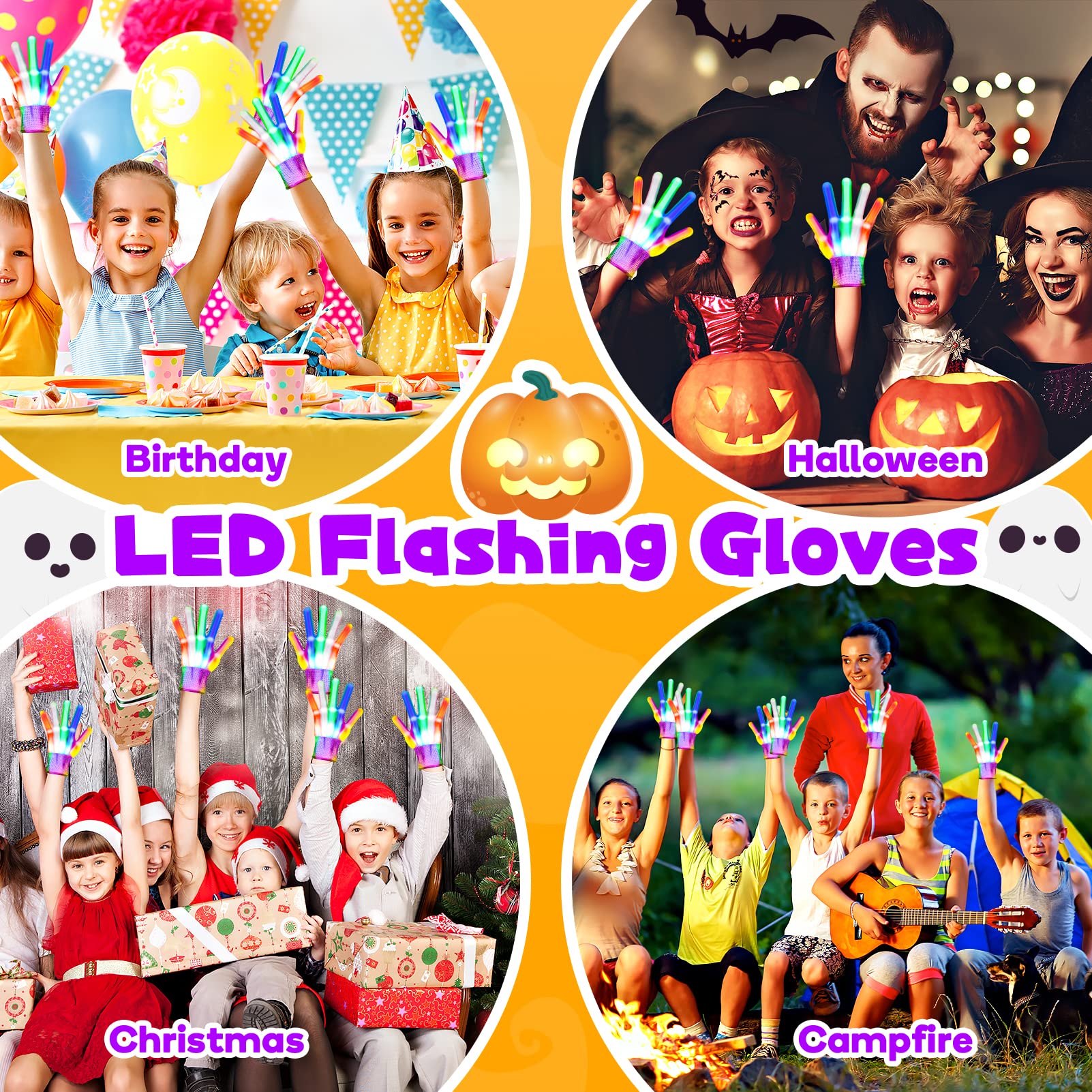 Kids Toys LED Gloves,Boy Toys Age 3-12 Year Old with 6 Flash Mode,Cool Toys Stocking Stuffer for Birthday Halloween Christmas