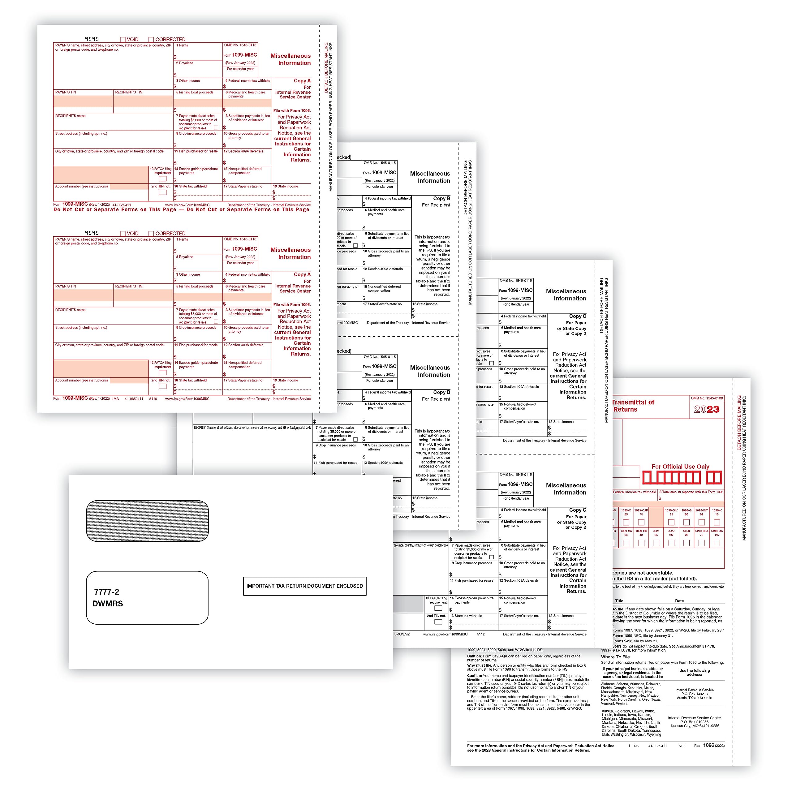 ComplyRight 2024 TaxRight 1099-MISC Tax Kit (4-Part) | 25 Recipients |Self-Seal Envelopes Included (No Software)