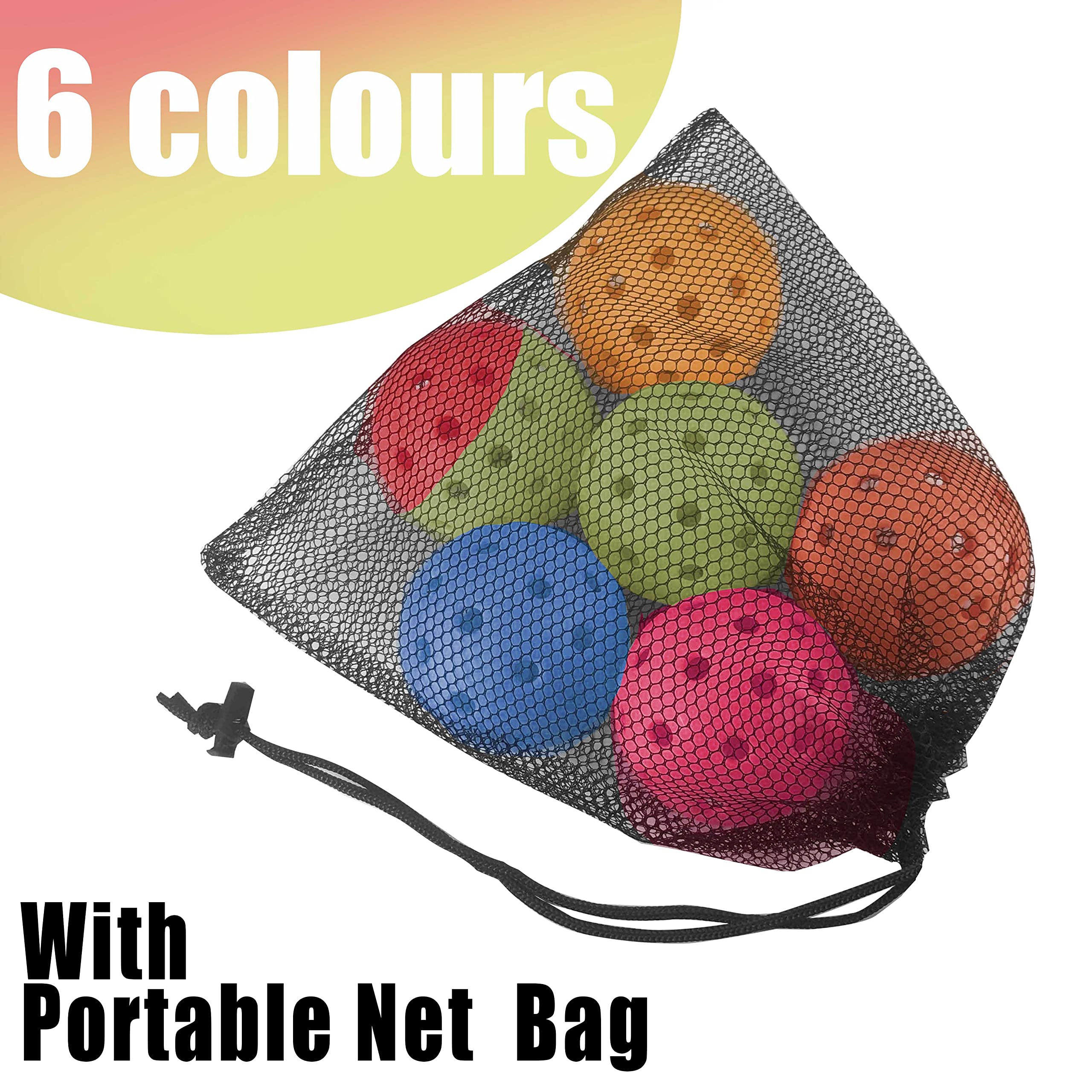 Vvinca Outdoor Pickleball Balls 6 Packs, Meet USAPA Requirement 40 Holes Pickleball.