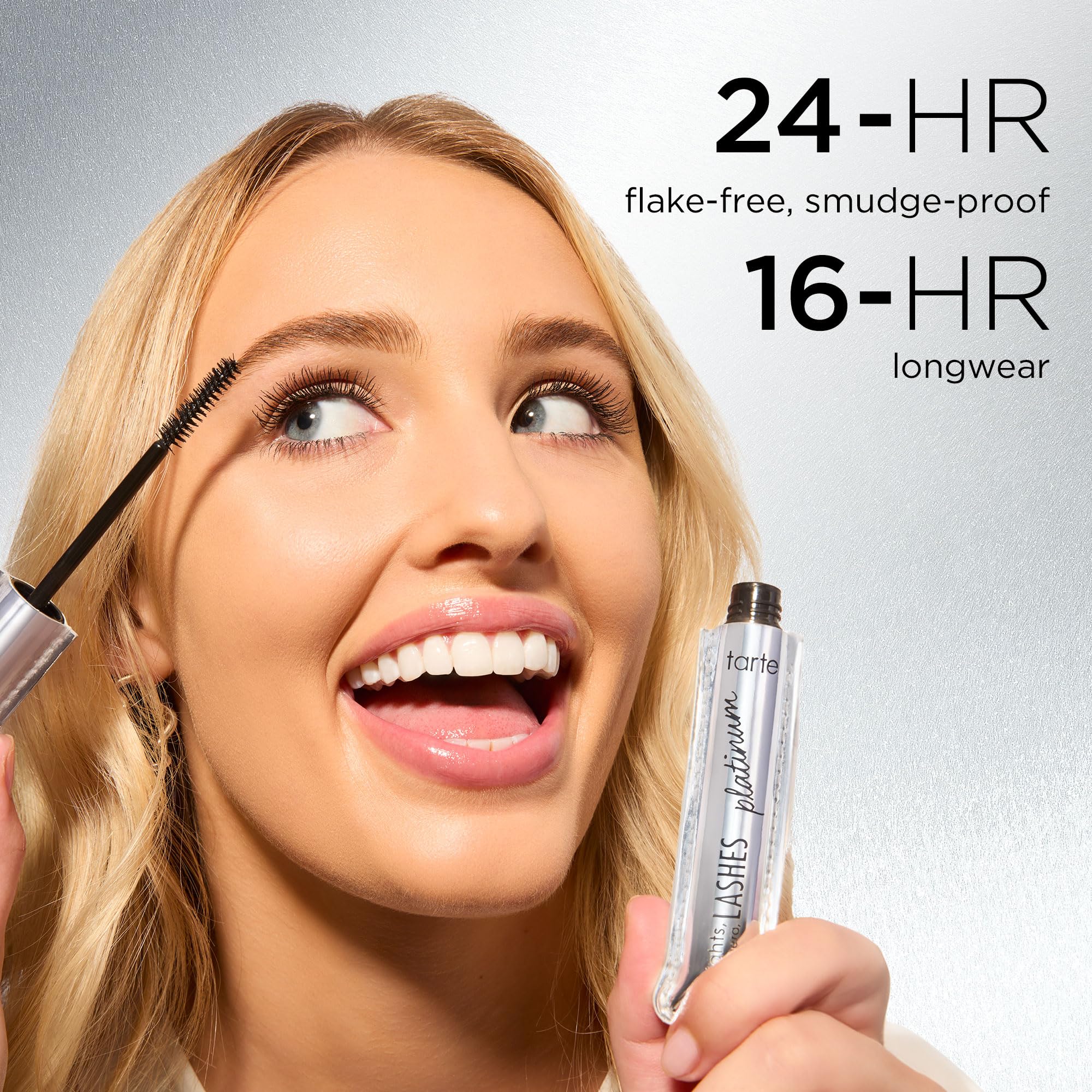 tarte lights, camera, lashes platinum volumizing mascara – Black Tinted Peptide Lash Serum mascara for Volume & Length, Smudge-Proof, Flake-Free, Vegan & Cruelty-Free, full size, black