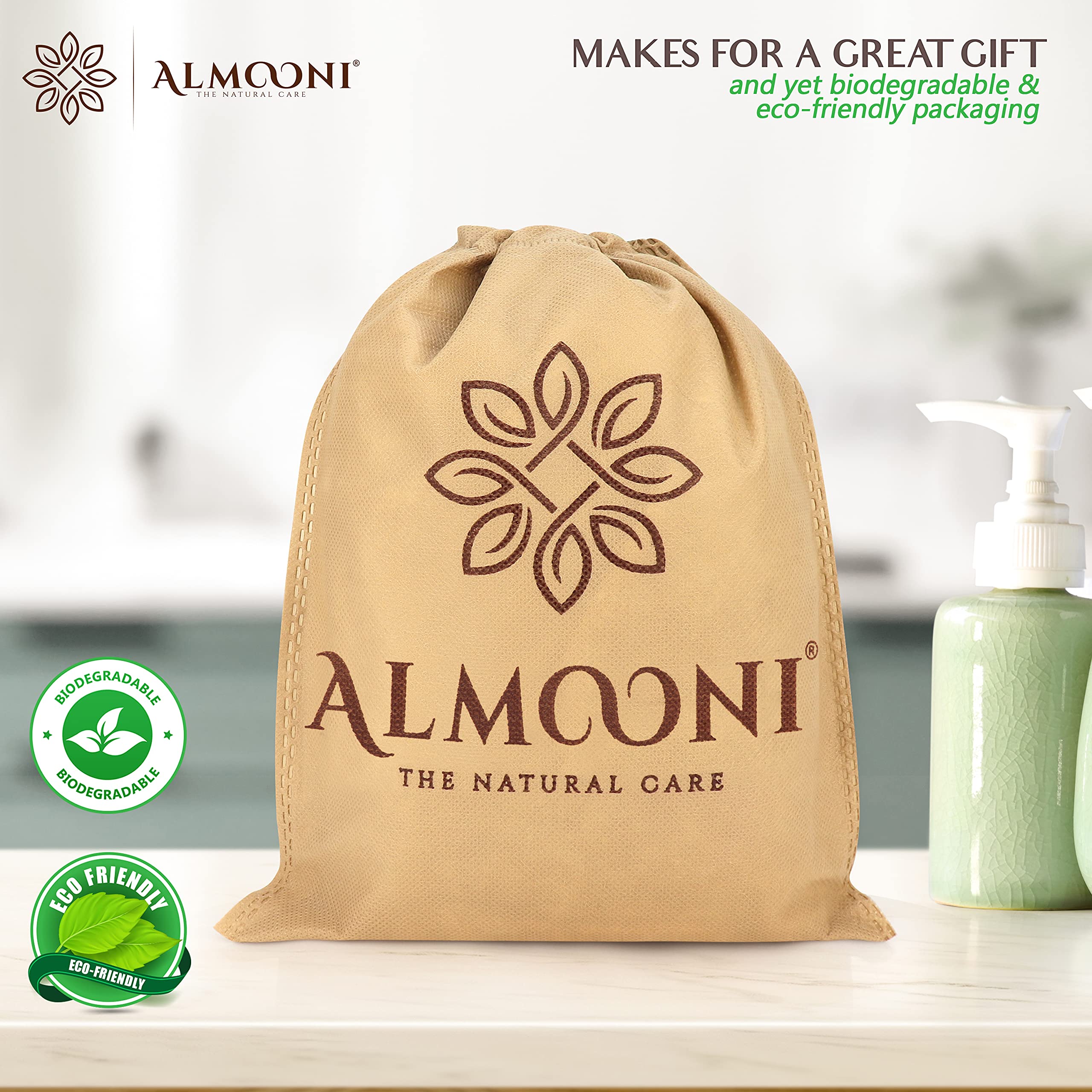 Almooni Natural Loofah Exfoliating Facial Scrubber, Made with Natural Egyptian Shower Loofah Sponge, Bath Shower Loofah Sponge for Women and Men, for Face That Gets You Clean - 6 Count (1 Pack)