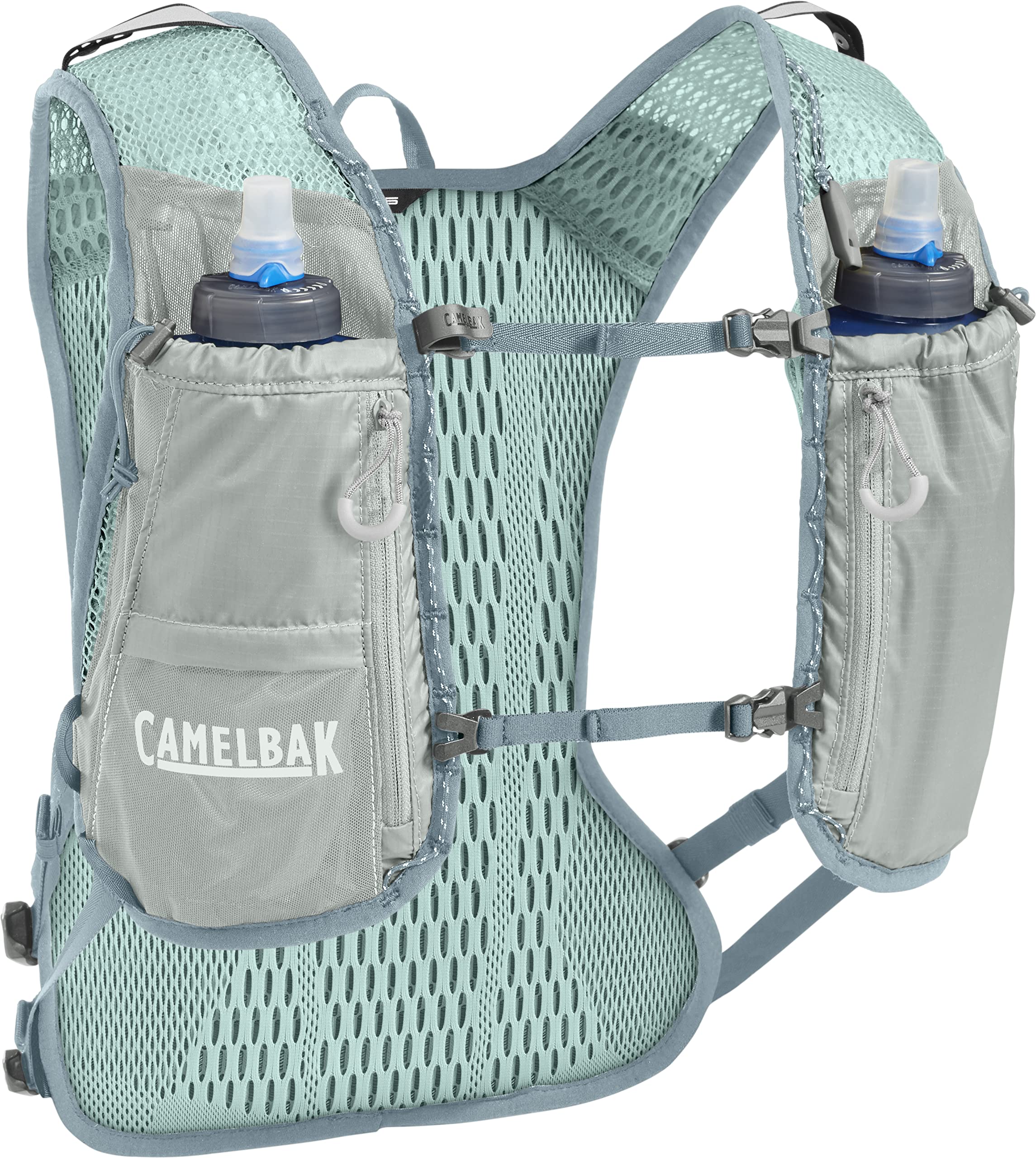 CamelBak Zephyr Pro Running Hydration Vest 34oz – Body Mapping Technology, Pigeon/Blue Surf