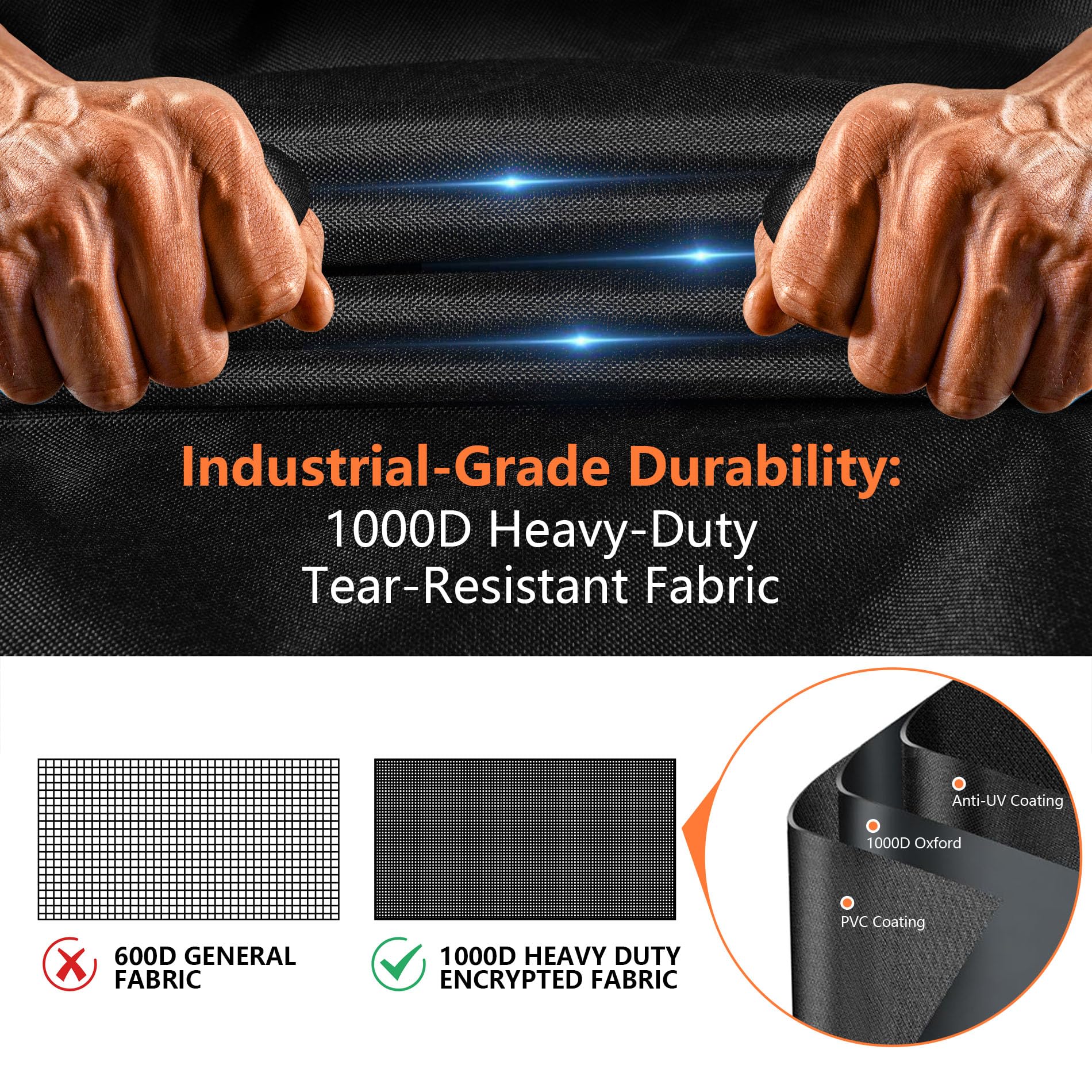 [Upgraded 1000D Heavy Duty Fabric] 60" Grill Cover for Outdoor Grill, Waterproof, Tear & Fade Resistant BBQ Cover with Buckle & Air Vent, Gas Grill Cover for 3-4 Burner Weber Nexgrill Char-Broil Grill