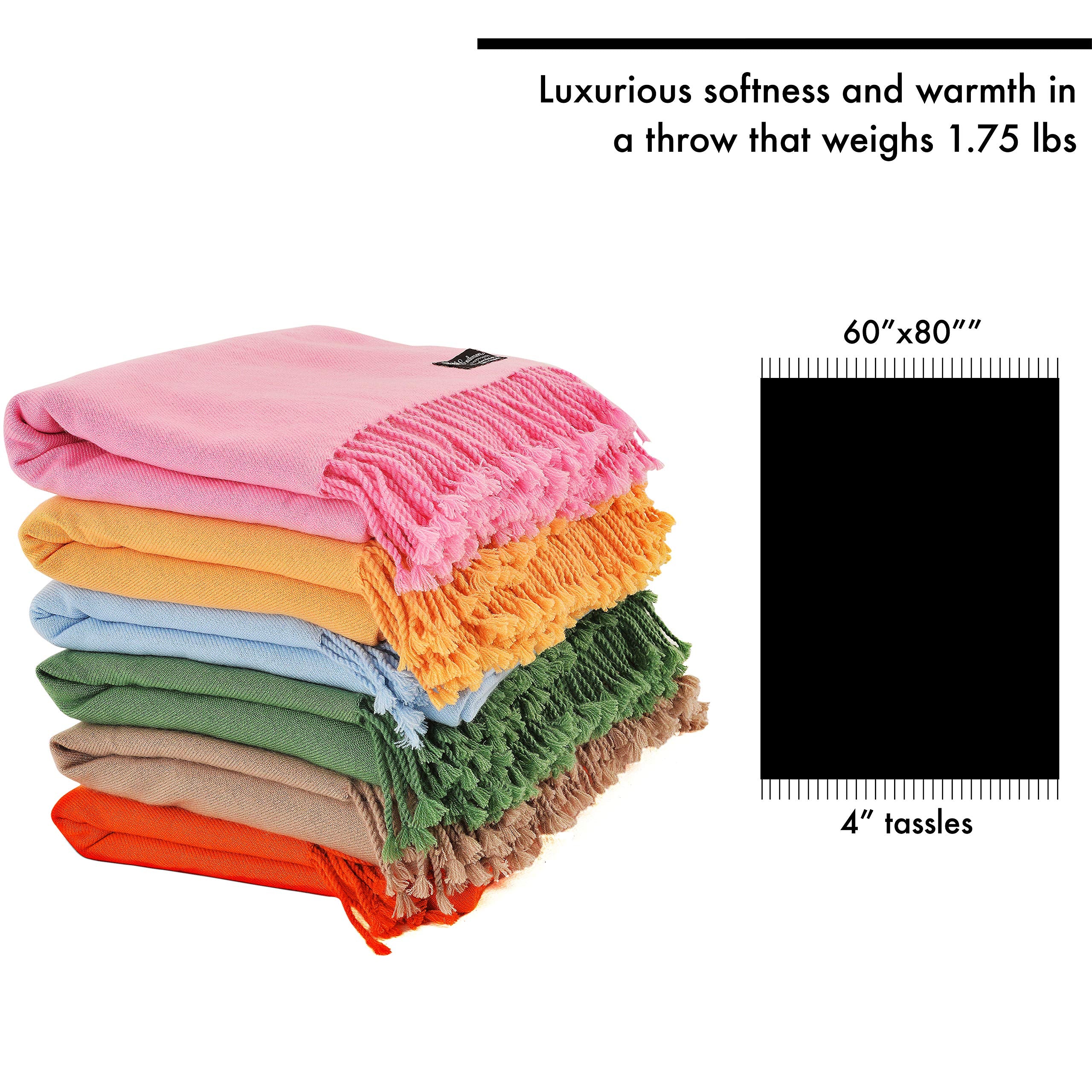 Cashmere Boutique 100% Pure Cashmere Throw Blanket - Lightweight, Breathable Cozy Luxury, Soft and Warm - 60 x 80 Inches