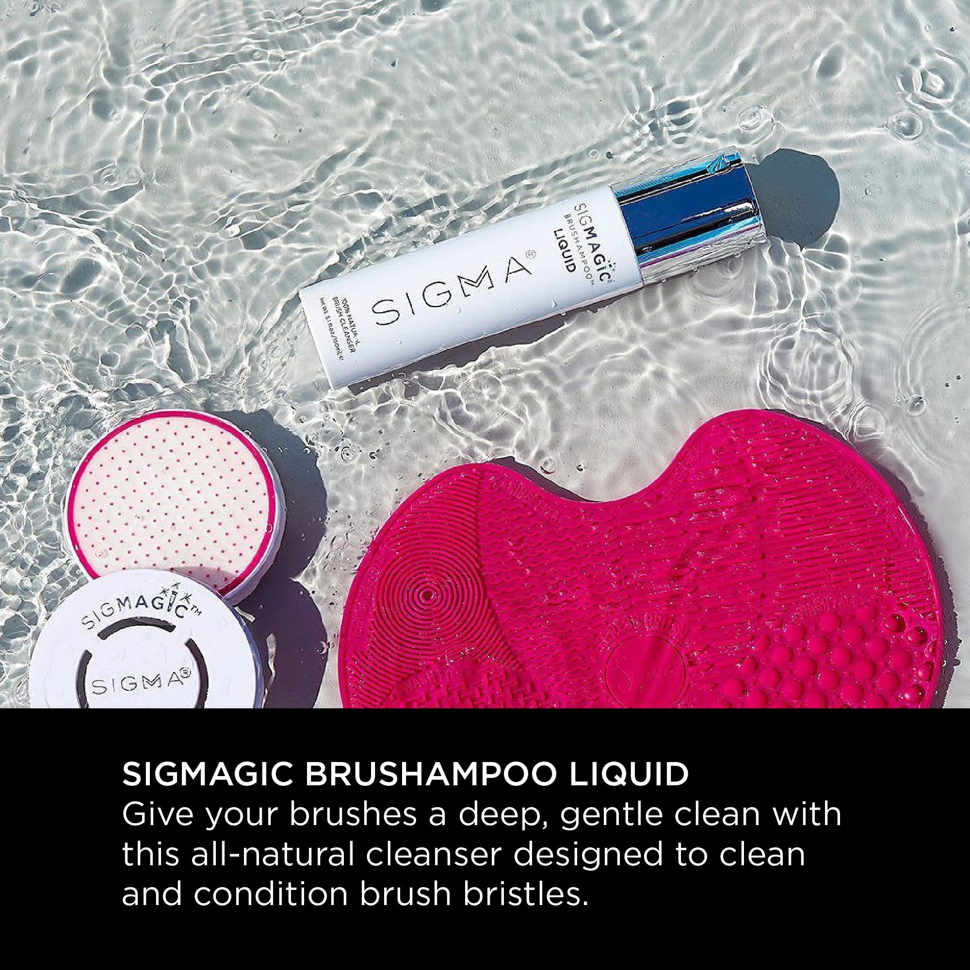 Sigma Beauty Sigmagic Brushampoo Liquid - Professional Grade Cleaner Solution for Makeup Brushes & Sponges to Remove Makeup Residue (5.1 FL Oz)