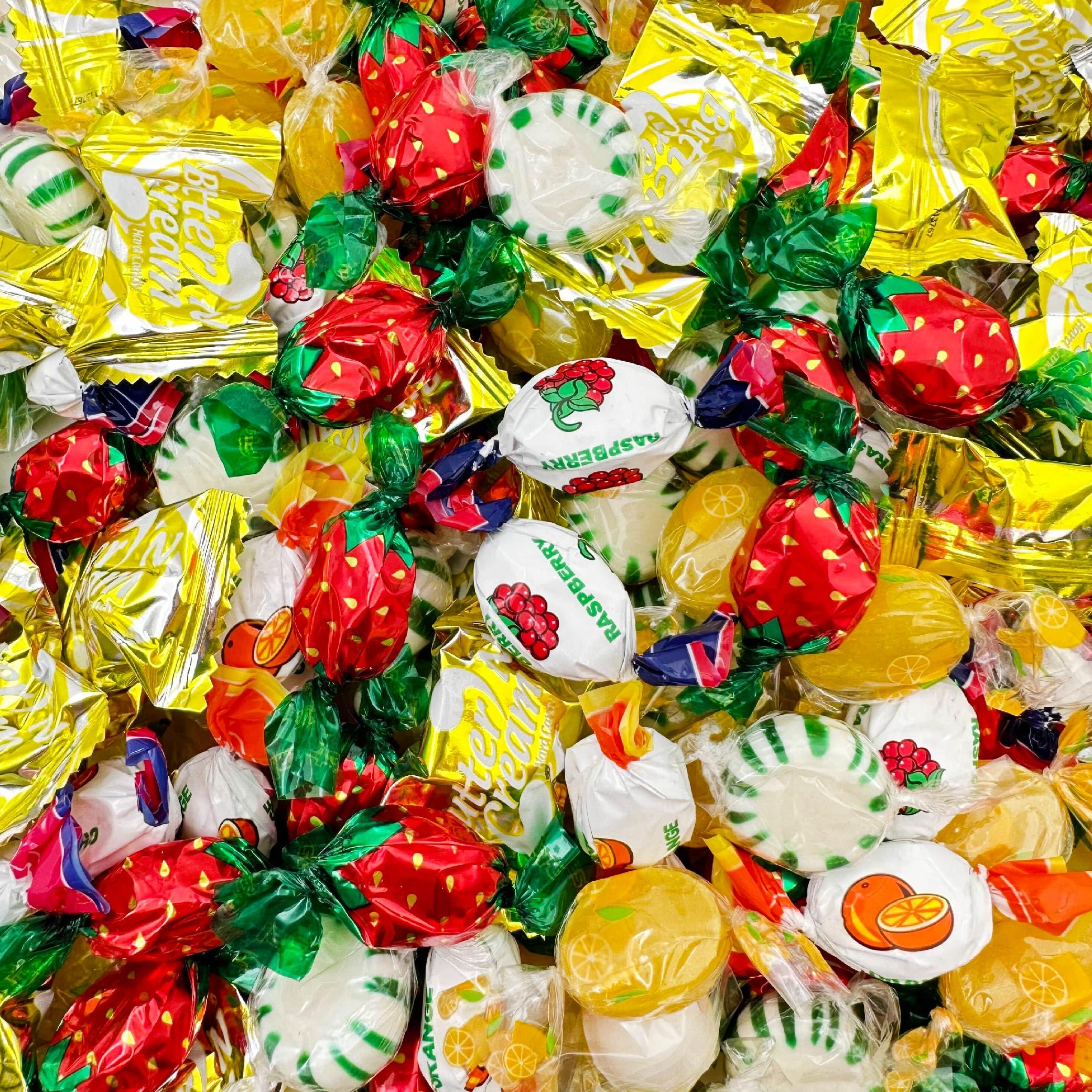 Hard Candy Assortment | 3 Pound Bag | Hostess Mix | Old-Fashioned | Strawberry Drops, Butter 'n' Cream, Starlights Spearmint