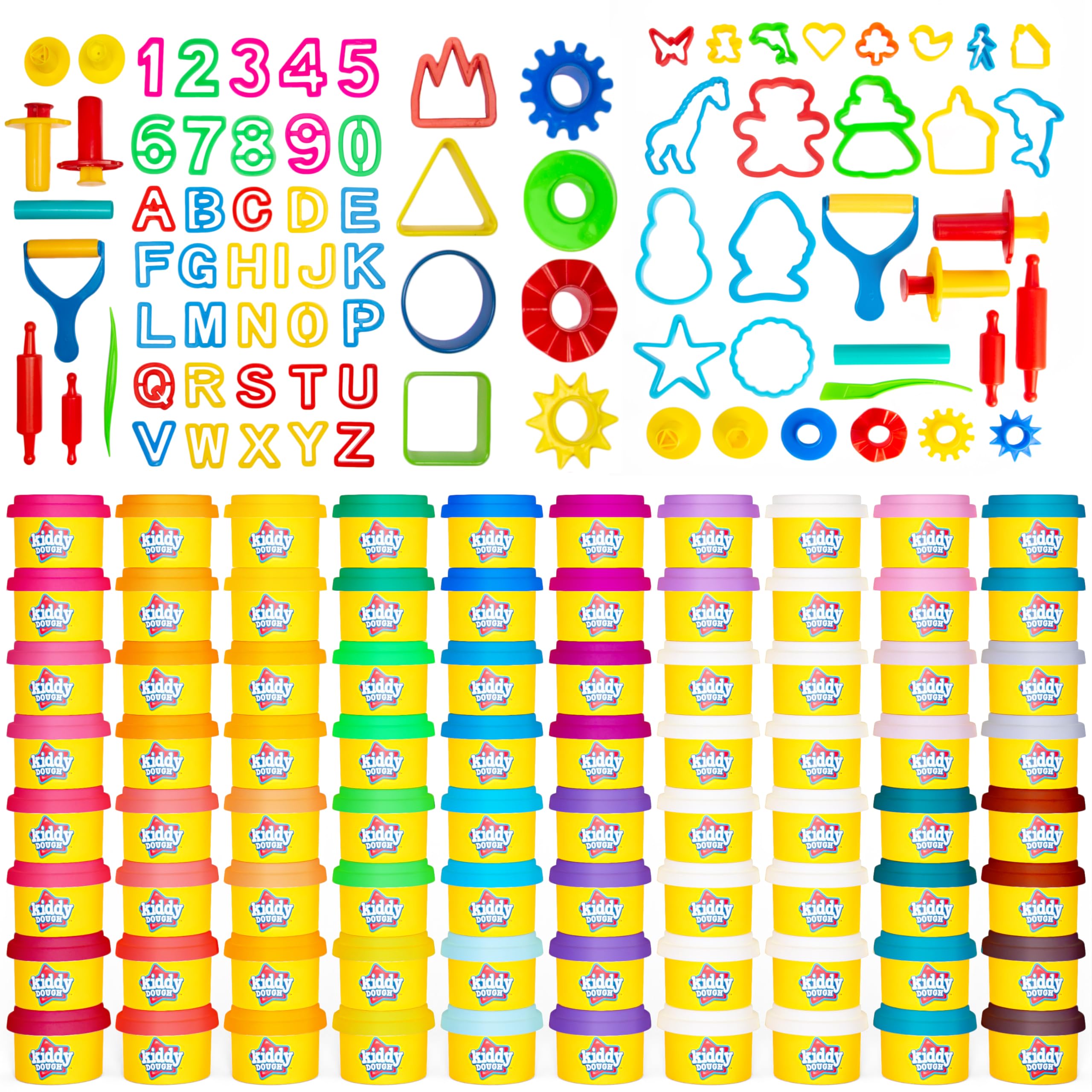 Kiddy Dough Party Pack - 80 Colorful Containers of Soft, Non-Toxic Mini PlayDough for Creative Fun - Safe & Educational Halloween Party Favors for Kids