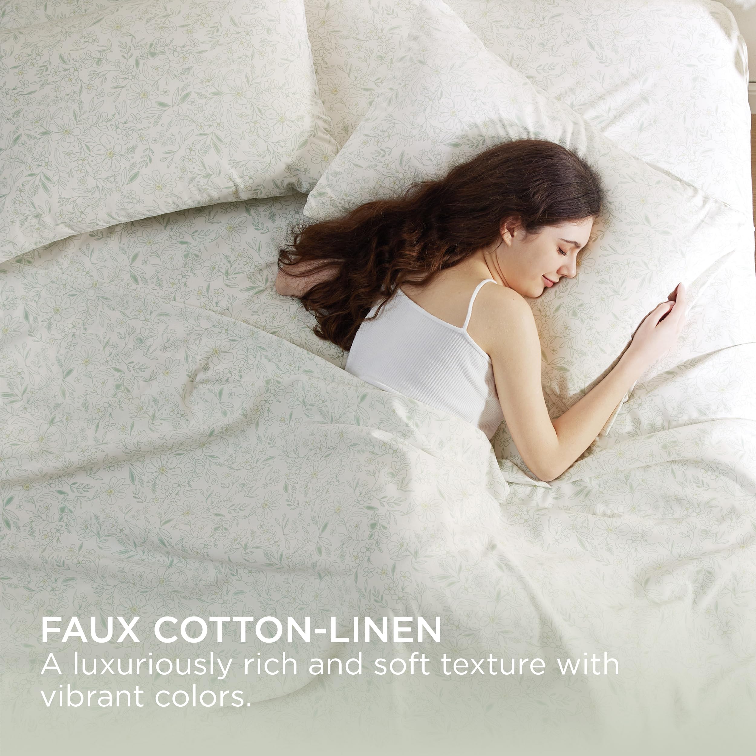 Bedsure Floral Queen Size Sheets - Extra Soft Comfy Flowers Printed Bed Sheets Set, Smooth Breathable Hotel Cute Bedding Sheets, Easy Care Bed Set