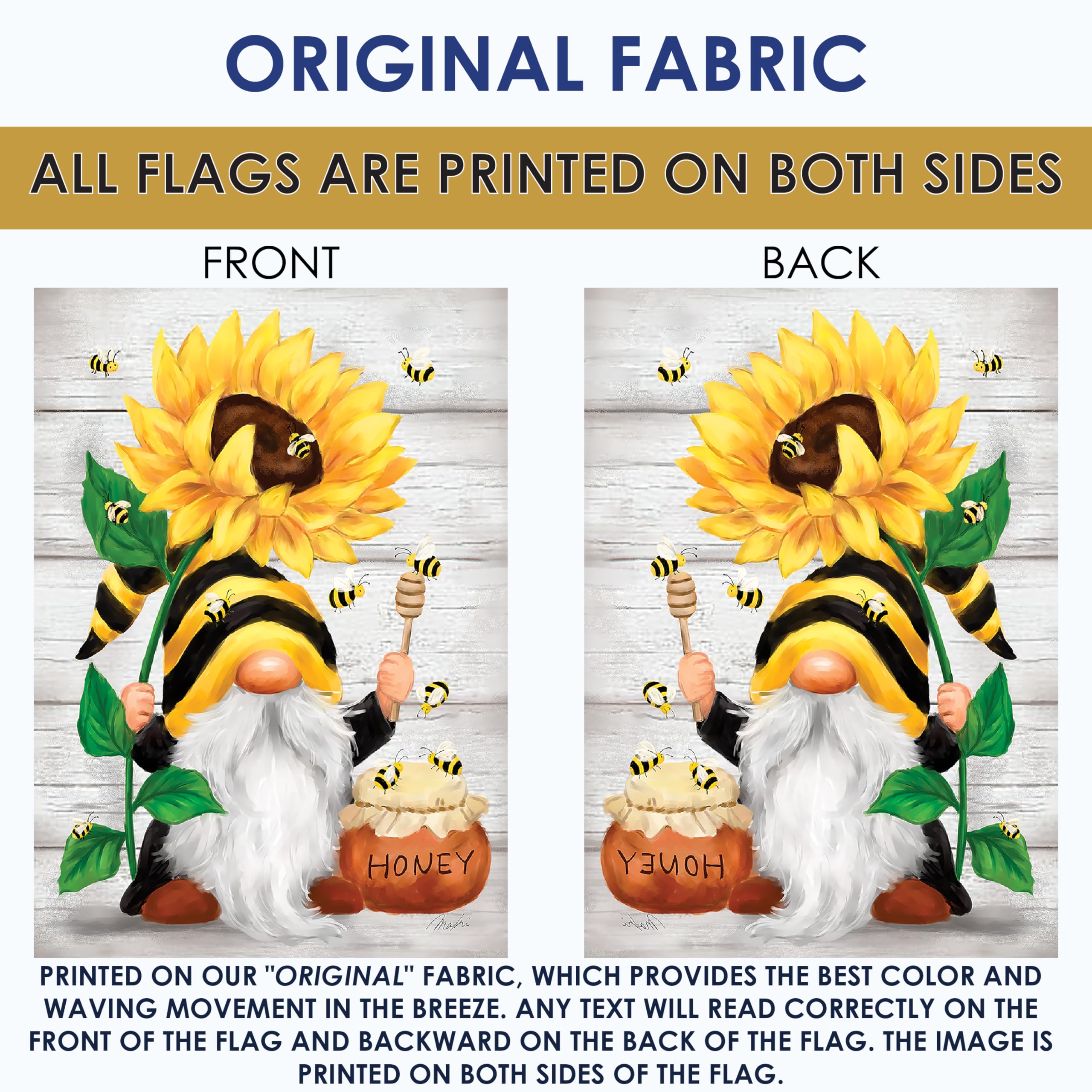 Toland Home Garden 1112745 Beekeeper Gnome Spring Flag, Double Sided for Outdoor Summer House Yard Decoration