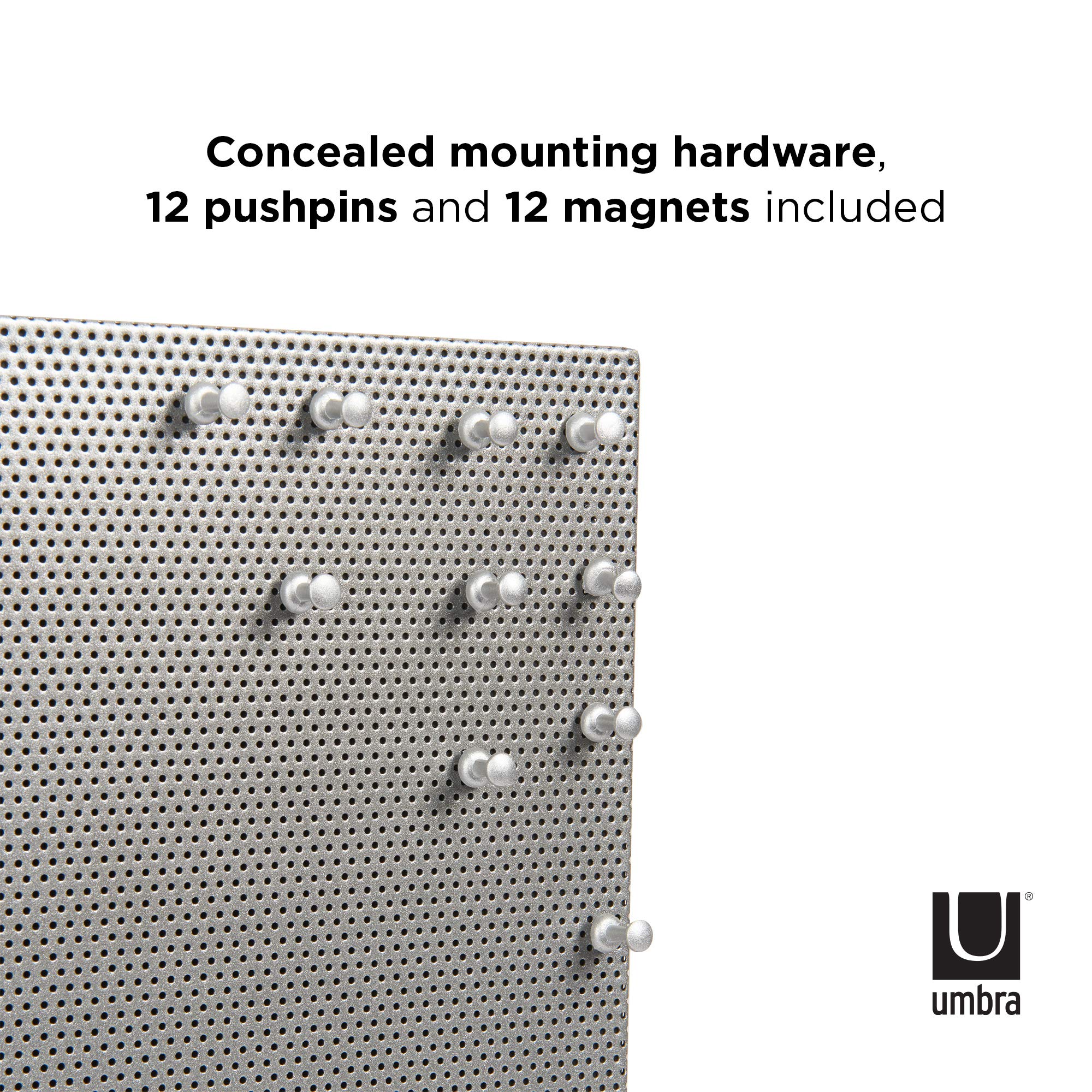 Umbra Bulletboard – Cork Board, Bulletin Board and Magnetic Board for walls – Modern Look with Dual Surface Design – Includes 12 Pushpins and 12 Magnets, 21x15 Inches