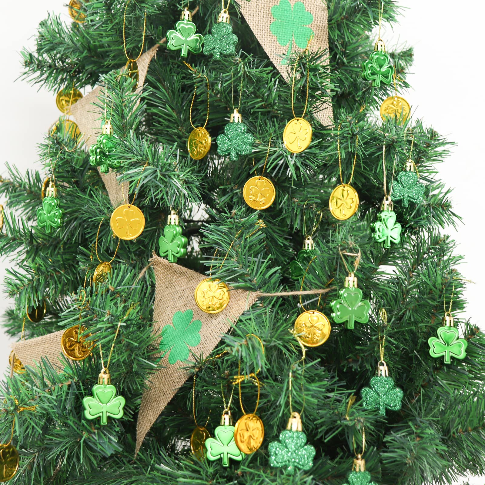 Valentines Day Decor Tree Decorations Set, 72 Pcs Ornaments for Valentine's Day St Patricks Easter Tree, Plastic Heart Shamrock Easter Egg for The Home Wedding Dinner Gifts Table Tiered Tray Decor