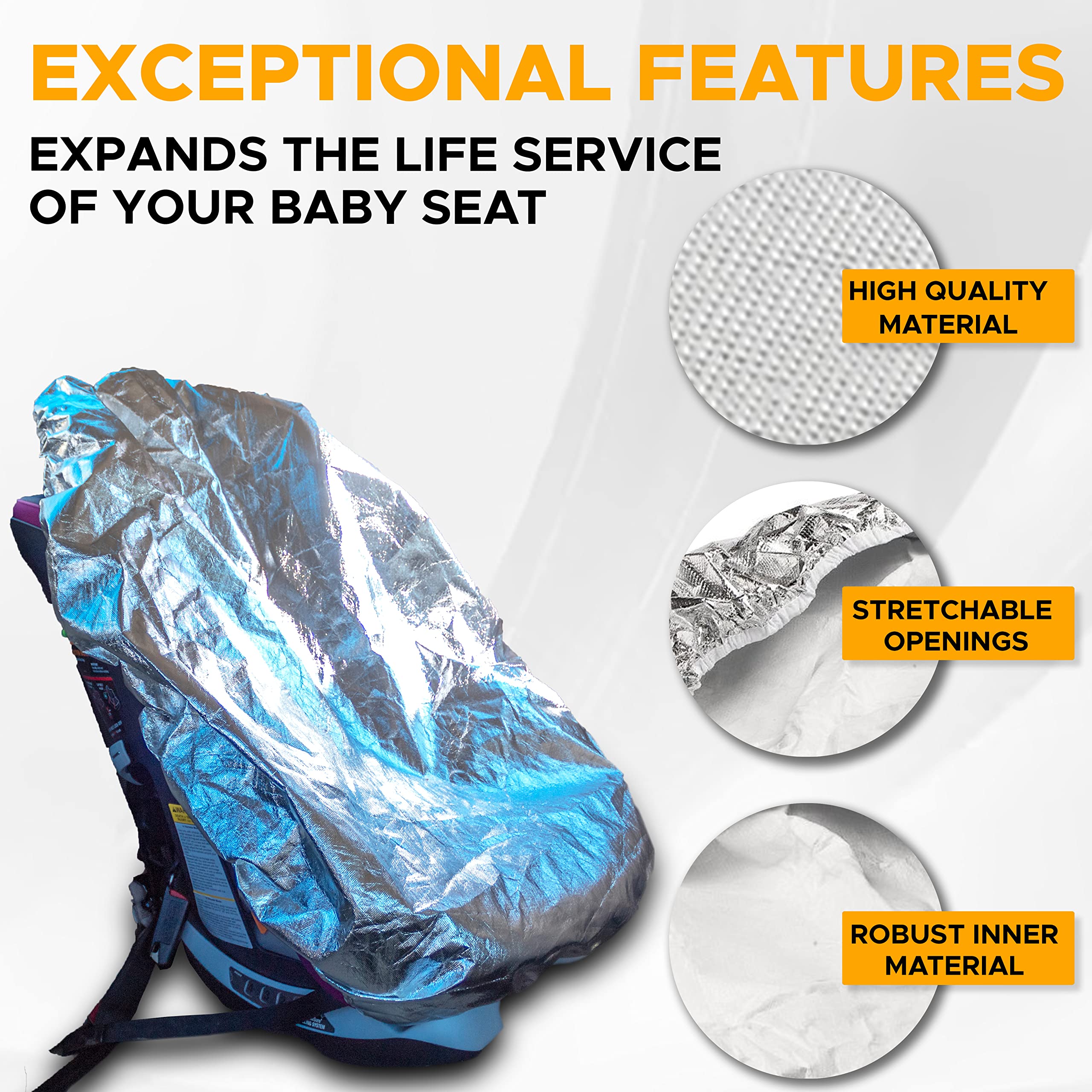 EcoNour Baby Car Seat Sun Shade Cover | Infant Car Seats Heat Protector Keeps Your Toddler Baby Seat at a Cool Temperature | Reflective Baby Seat Covers for Car Seats | Baby Travel Accessories