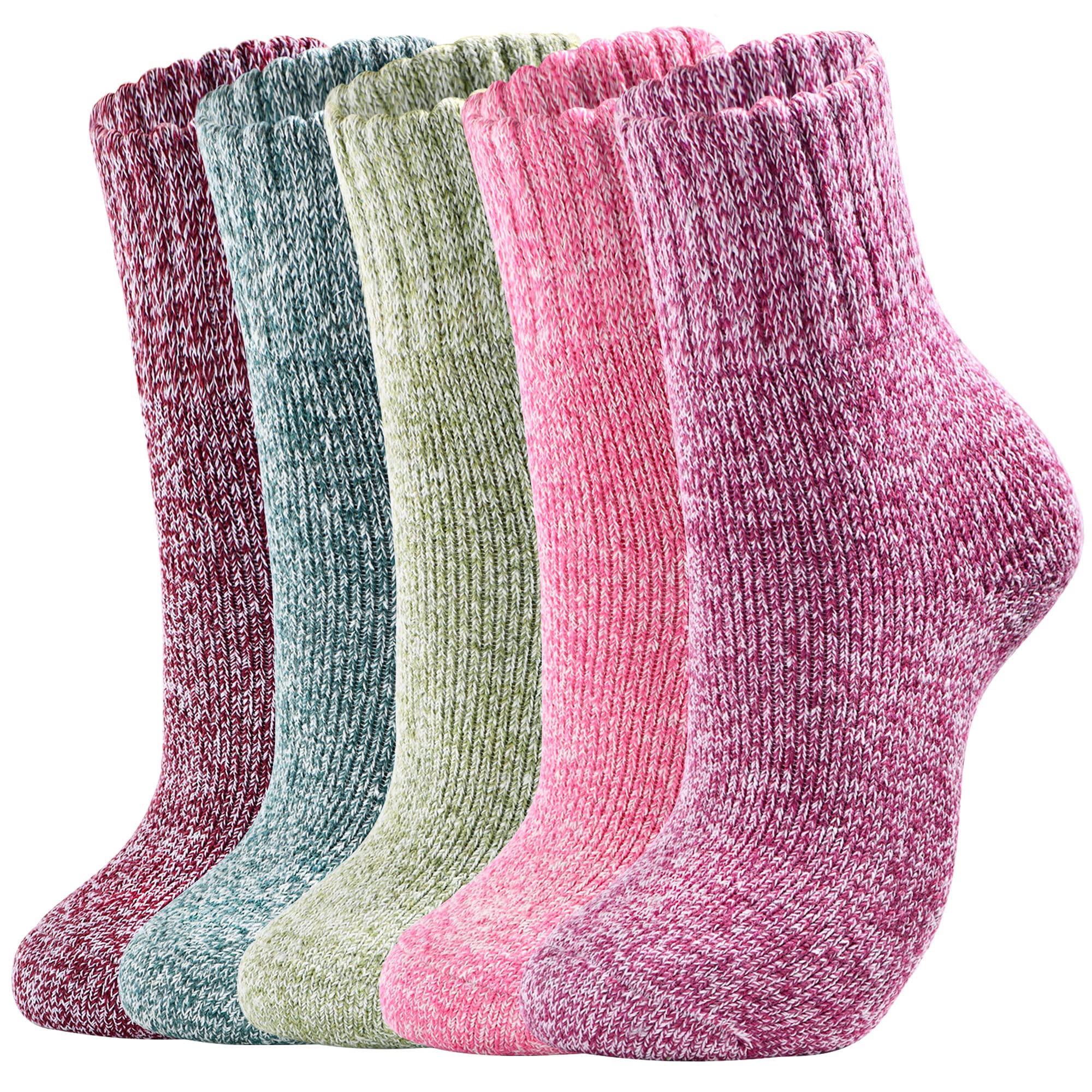 Clothclose 5 Pairs Wool Socks, Winter Wool Socks for Women, Crew Socks Boot Socks for Women